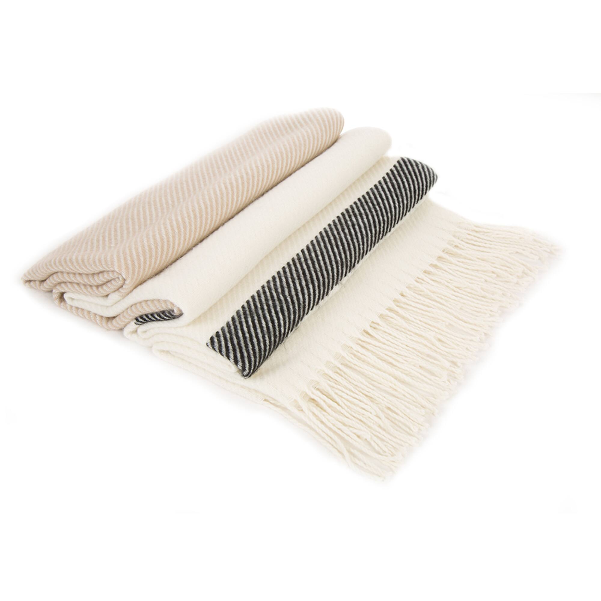 Glitzhome® 78" Cream & Black Stripe Scarf with Tassels