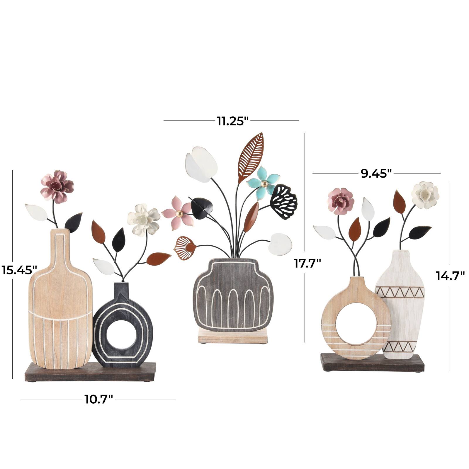Floral Patterned Vase Sculpture Set