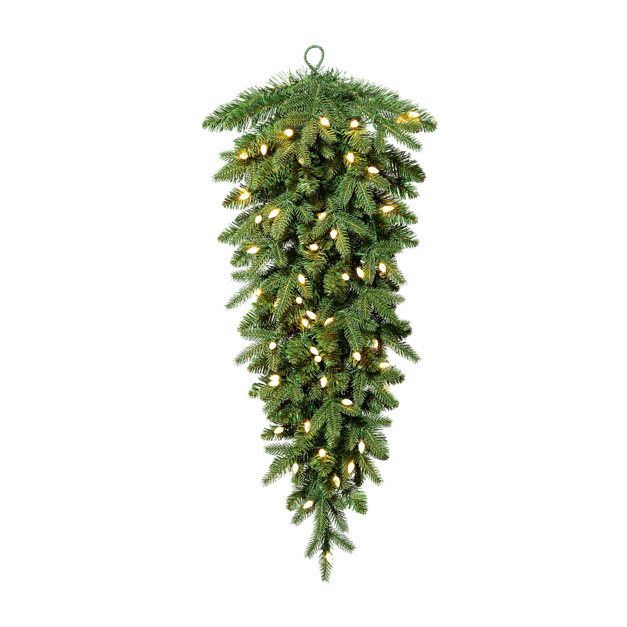 Glitzhome&#xAE; 36&#x22; Pre-Lit Greenery Christmas Teardrop with LED Lights &#x26; Timer