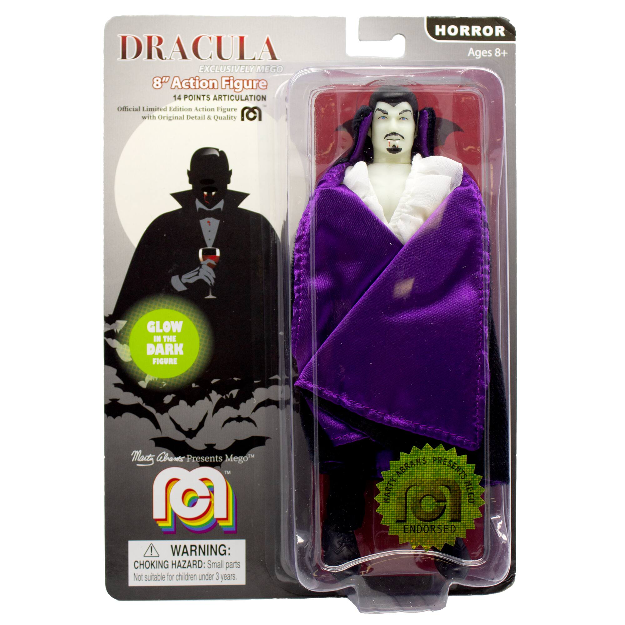 Mego 8&#x22; Action Figure Glow in the Dark Dracula with Purple Cape