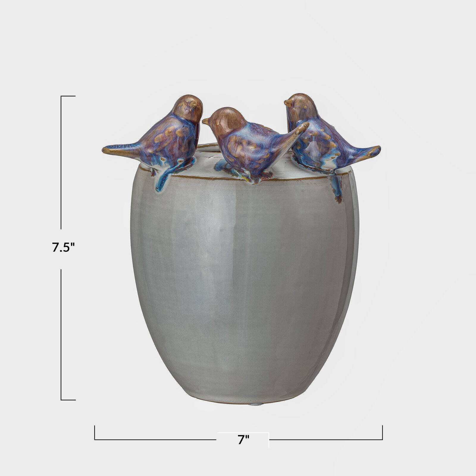 Hello Honey® 7.5" Multicolor 3D Birds Stoneware Planter Vase