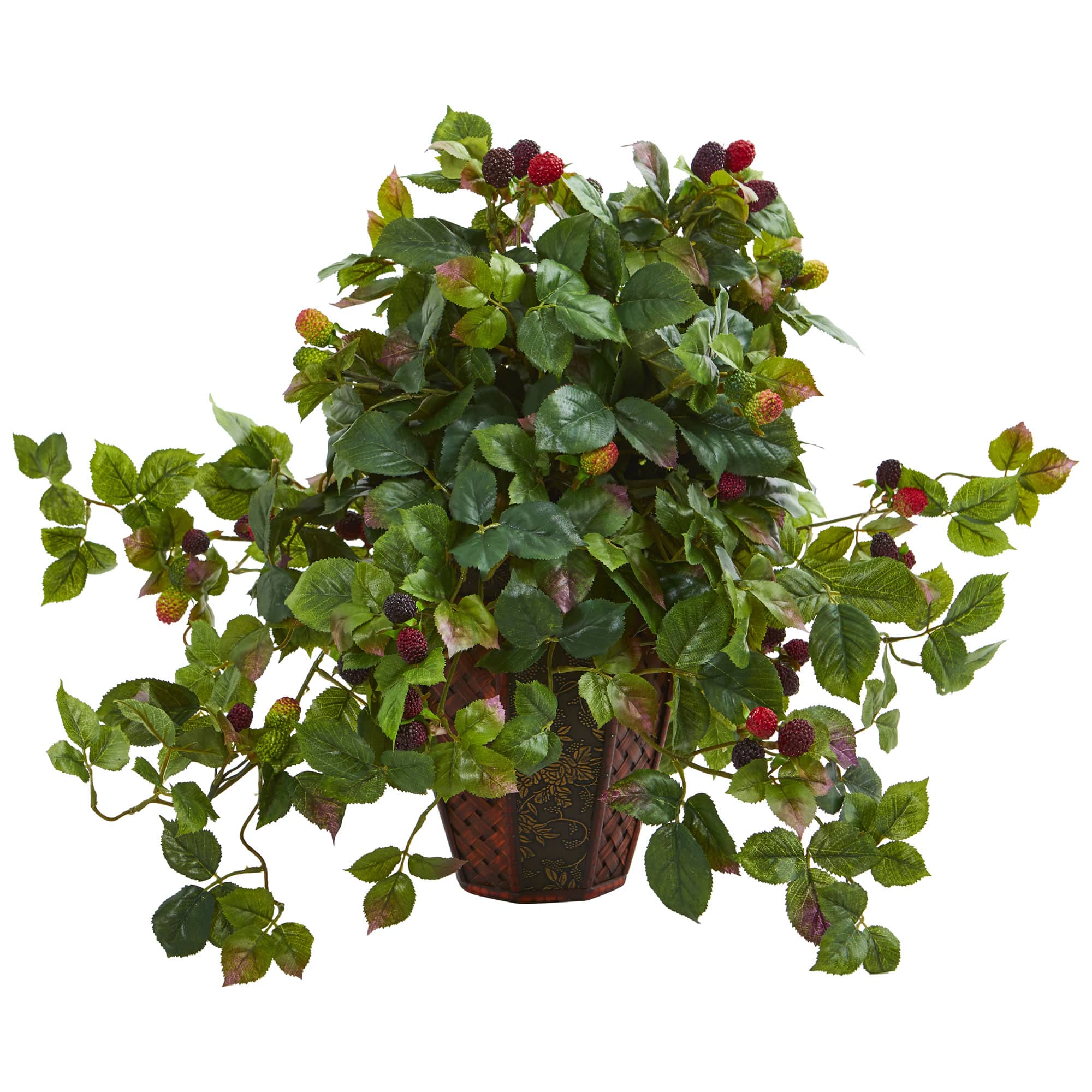 19&#x22; Raspberry Artificial Plant in Decorative Planter