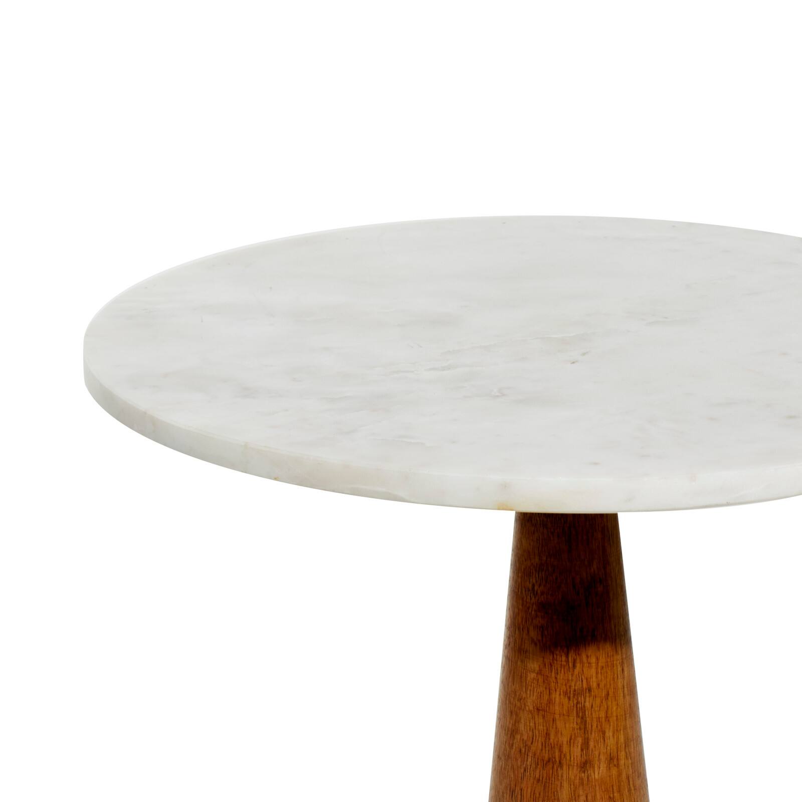 18" White Mango Wood & Marble Farmhouse Accent Table