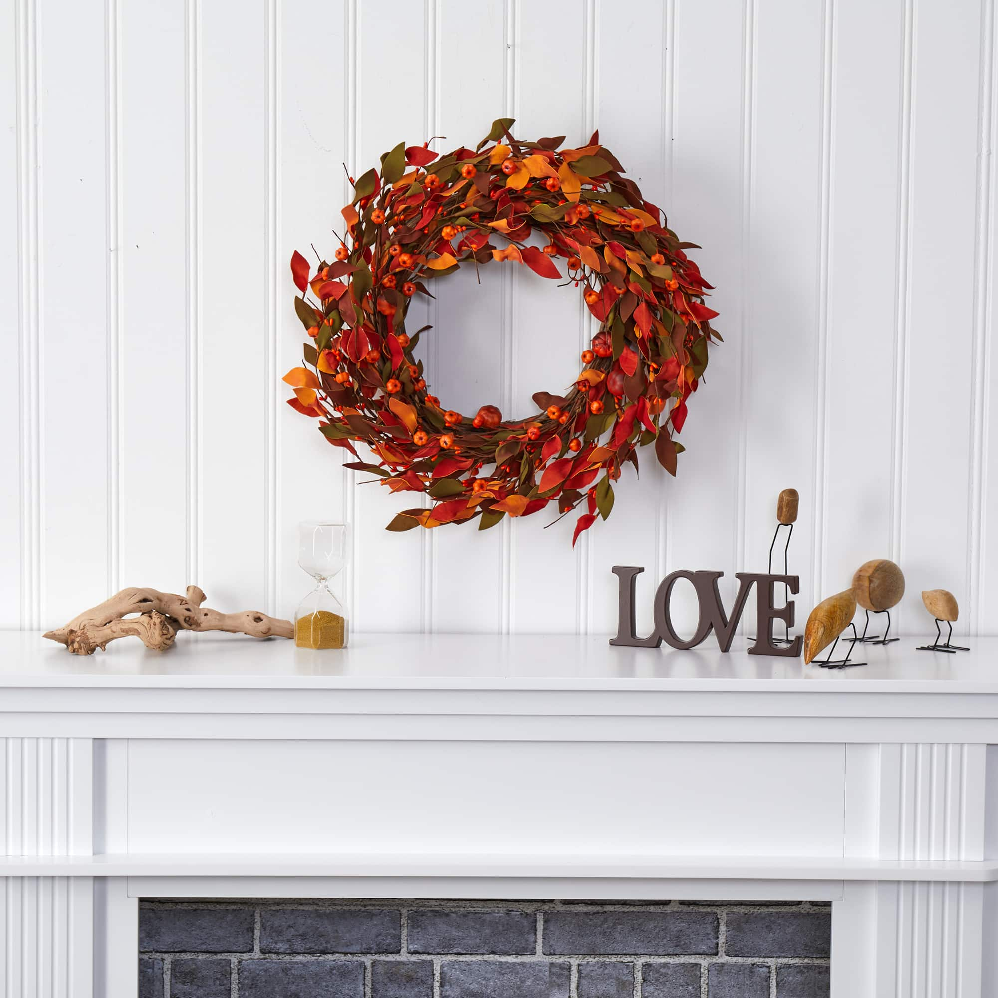 20&#x22; Harvest Leaf &#x26; Mini Pumpkin Wreath