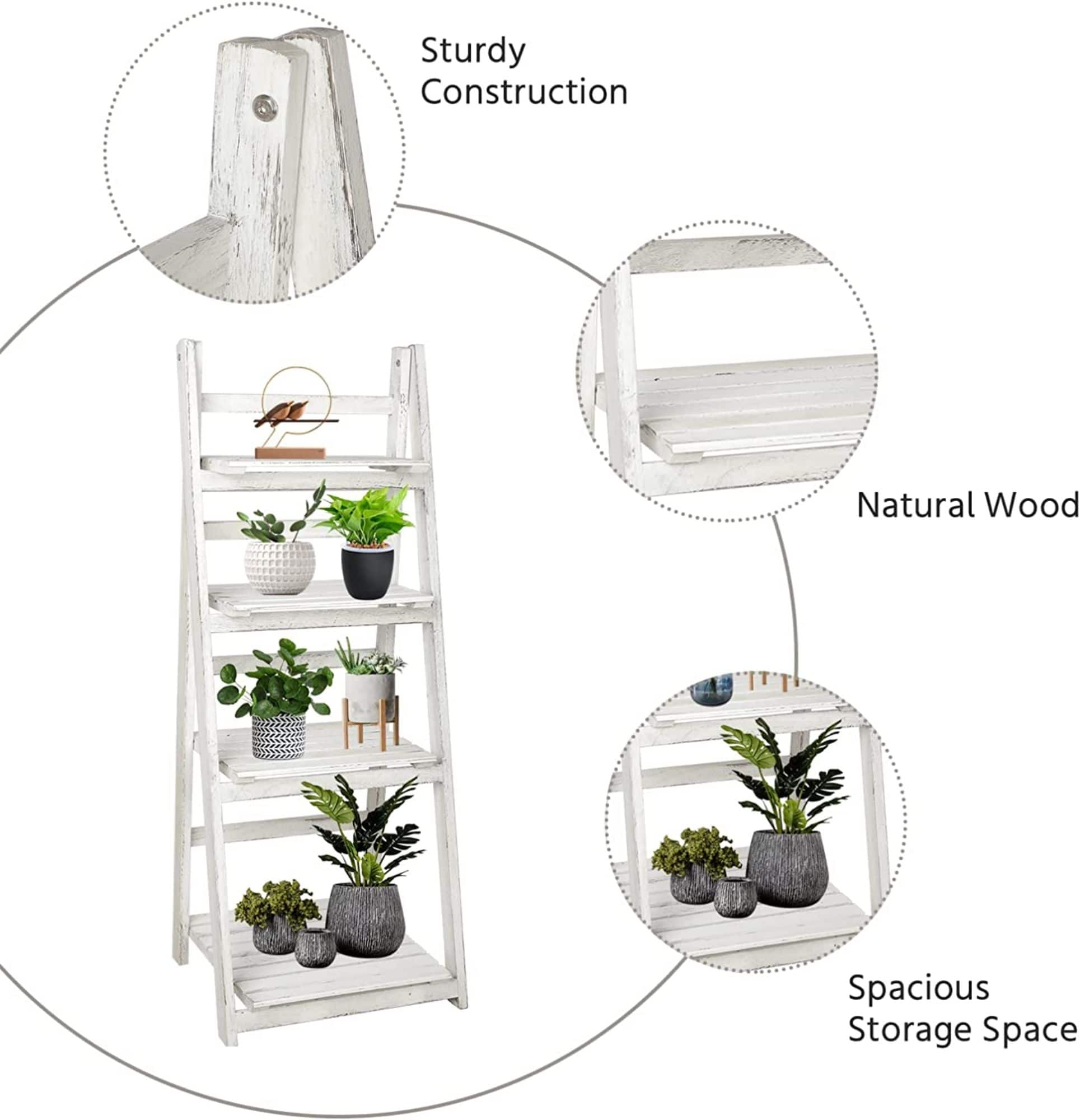 NEX&#x2122; 44&#x22; White 4 Tier Foldable Plant Shelf Storage Rack