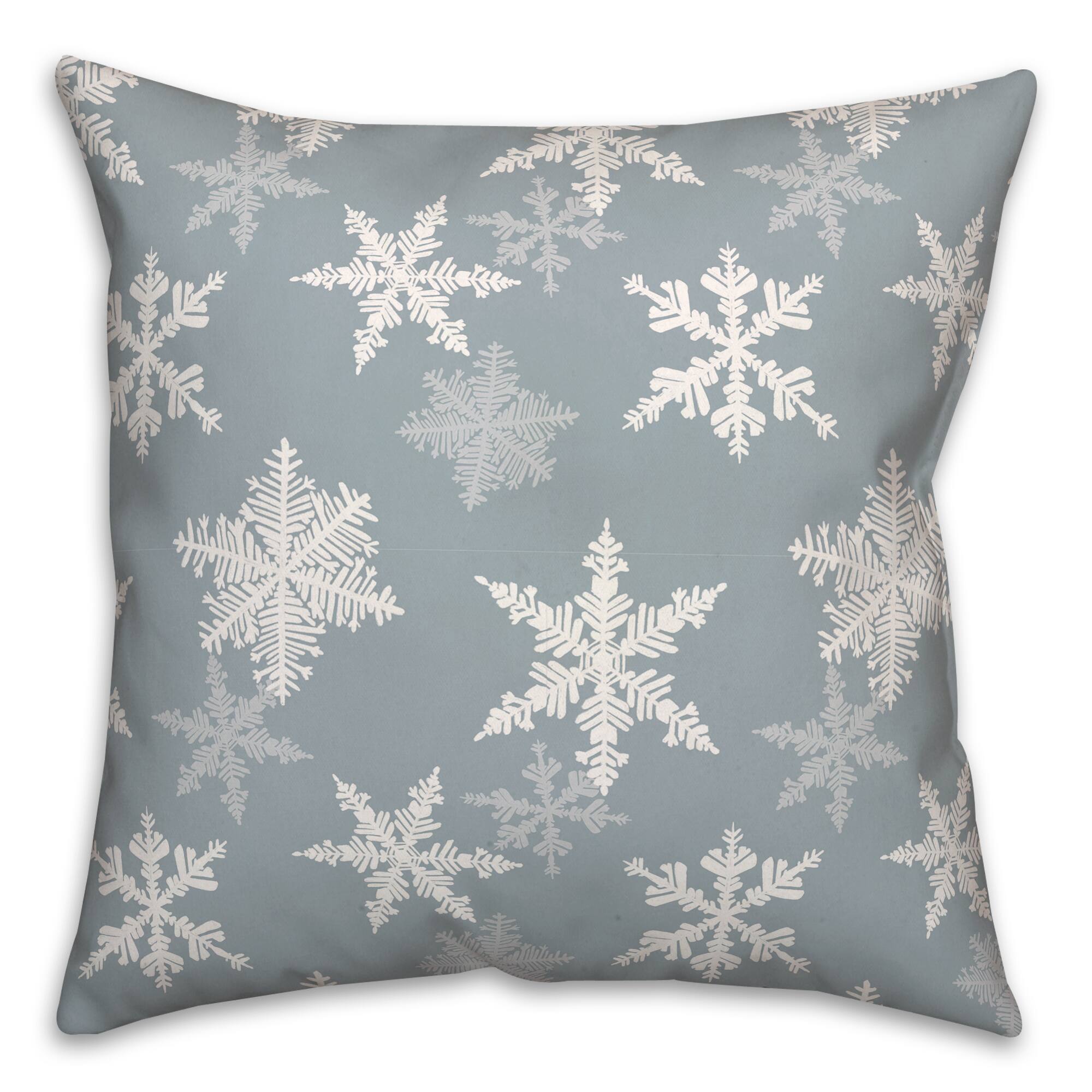 Blue Snowflake Pattern 18" x 18" Throw Pillow