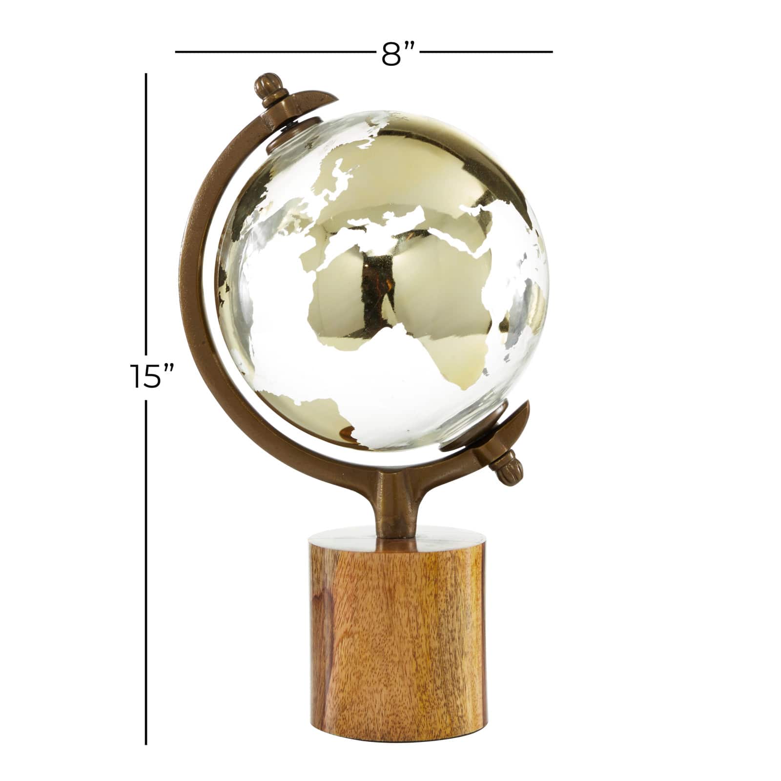 15&#x22; Gold Wood Globe