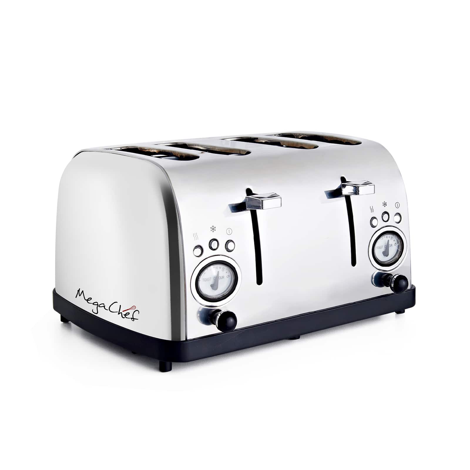 MegaChef Silver & Rose Gold 4 Slice Wide Slot Toaster with Variable Browning