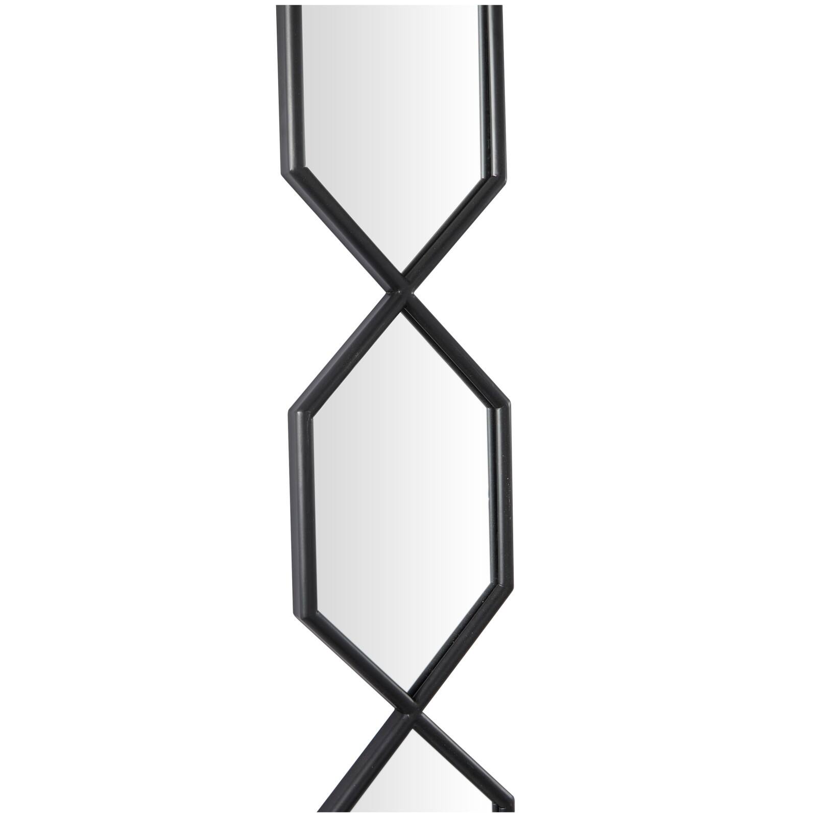 Black Metal Slim Stacked Chain 5 Layer Wall Mirror with Trellis Pattern 7" x 1" x 59"