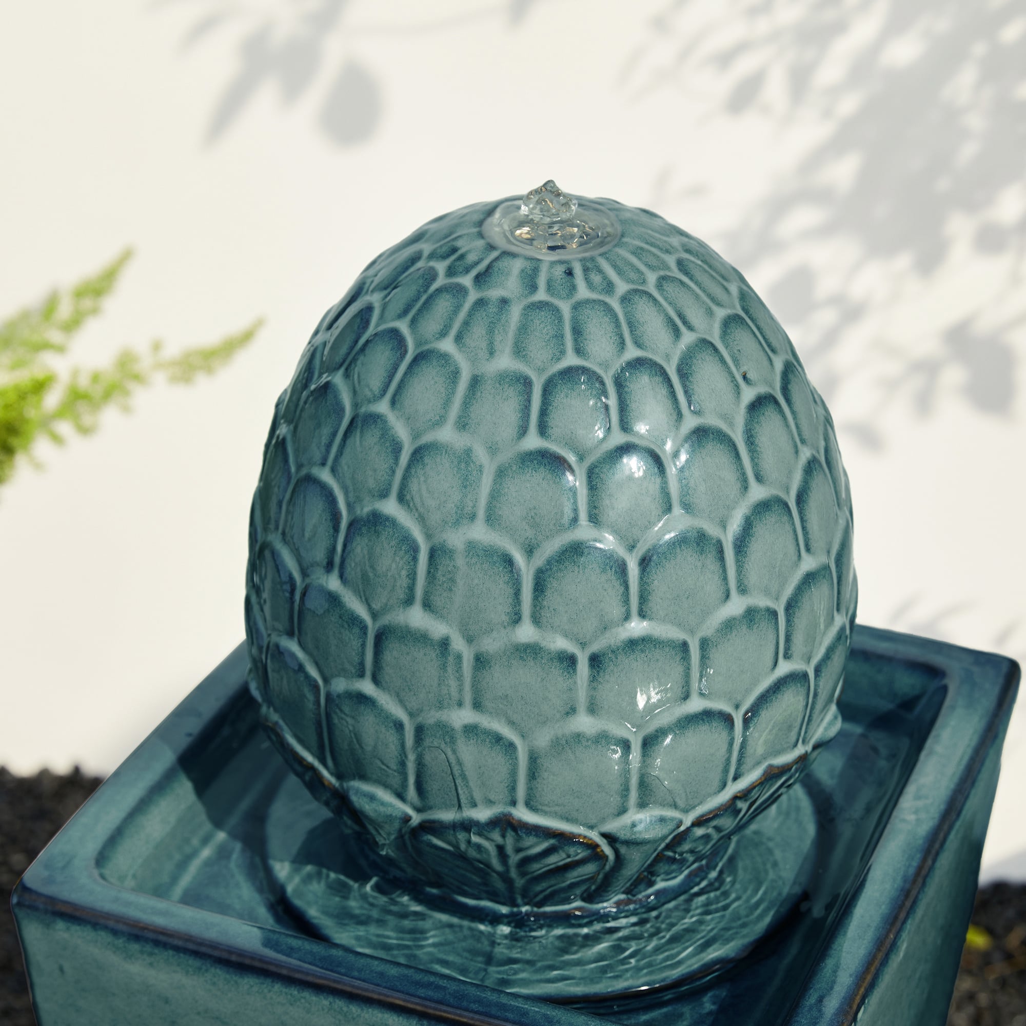 Glitzhome&#xAE; 36&#x22; LED Artichoke Pedestal Ceramic Fountain