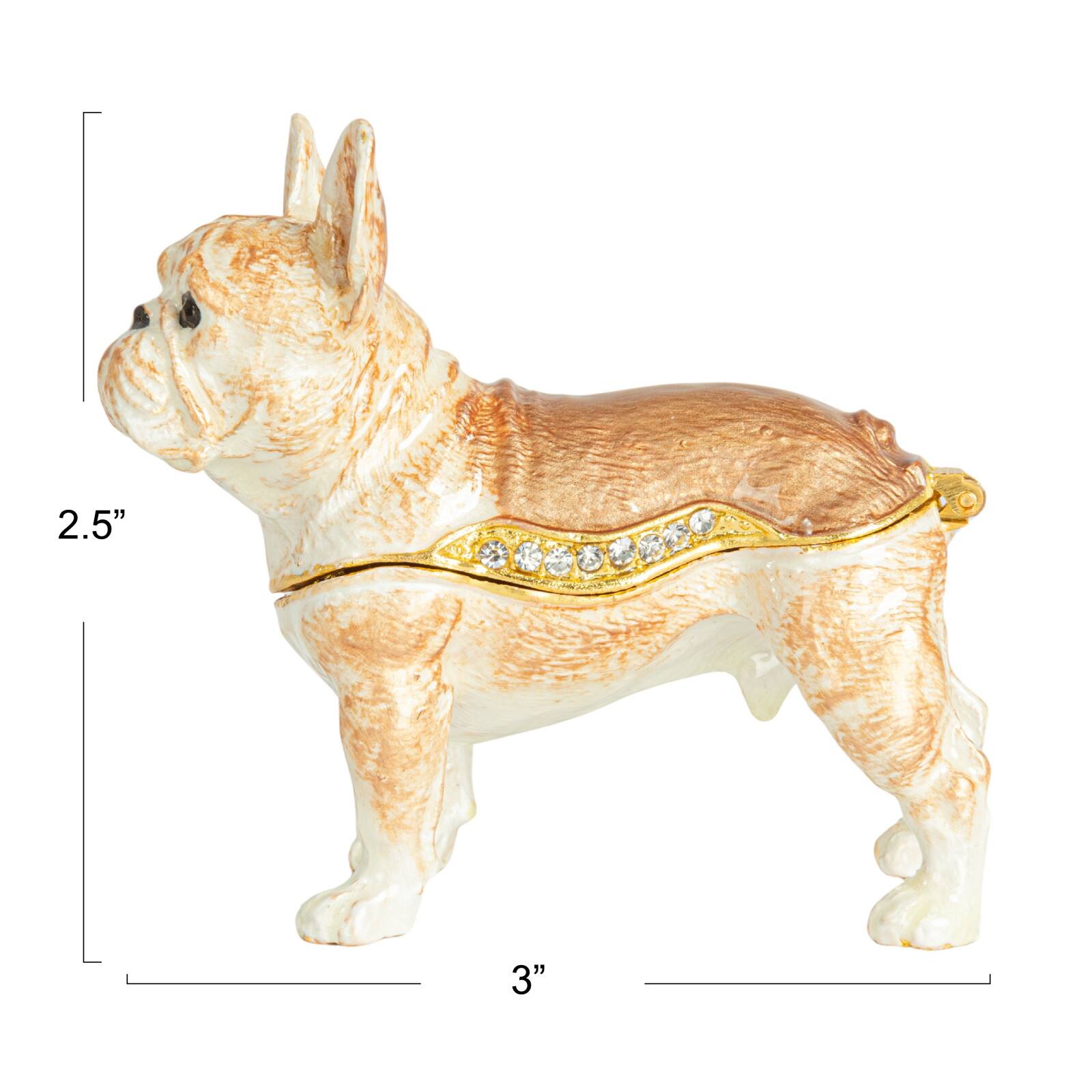 Hello Honey&#xAE; 3&#x22; Multicolor French Bulldog Jeweled Trinket Box