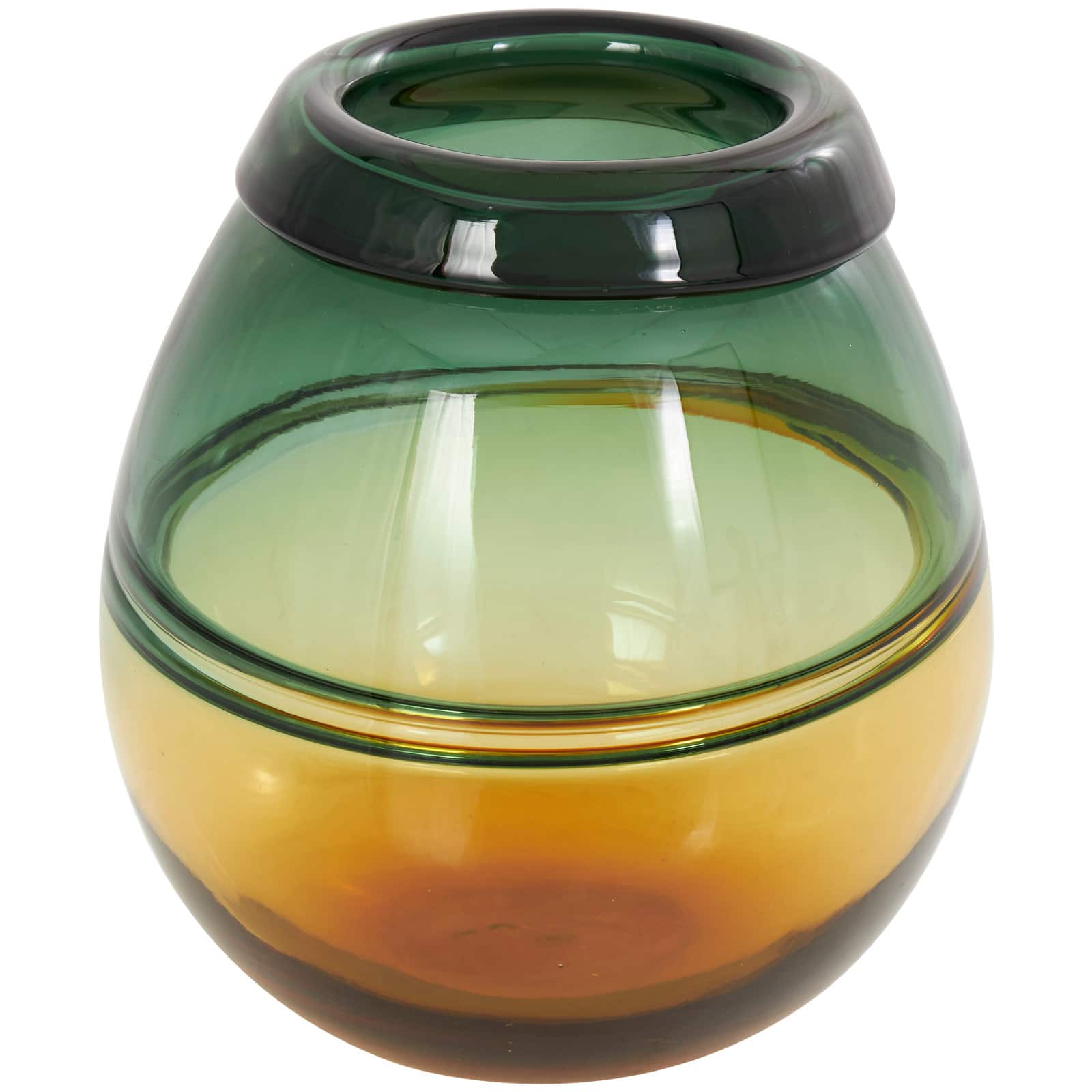 9&#x22; Green &#x26; Yellow Ombre Glass Vase