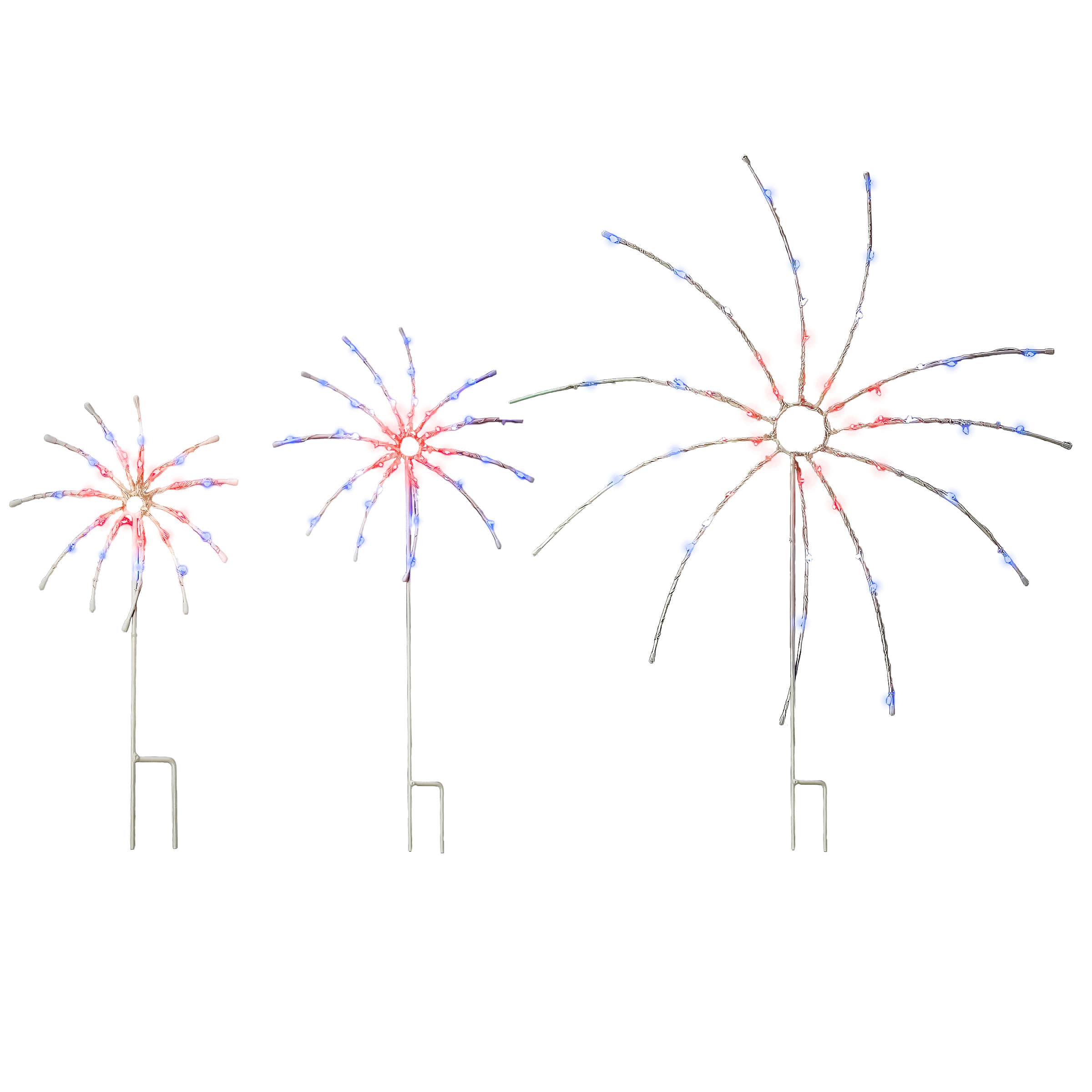 Patriotic LED Light Up Fireworks Lawn Décor, 3ct.