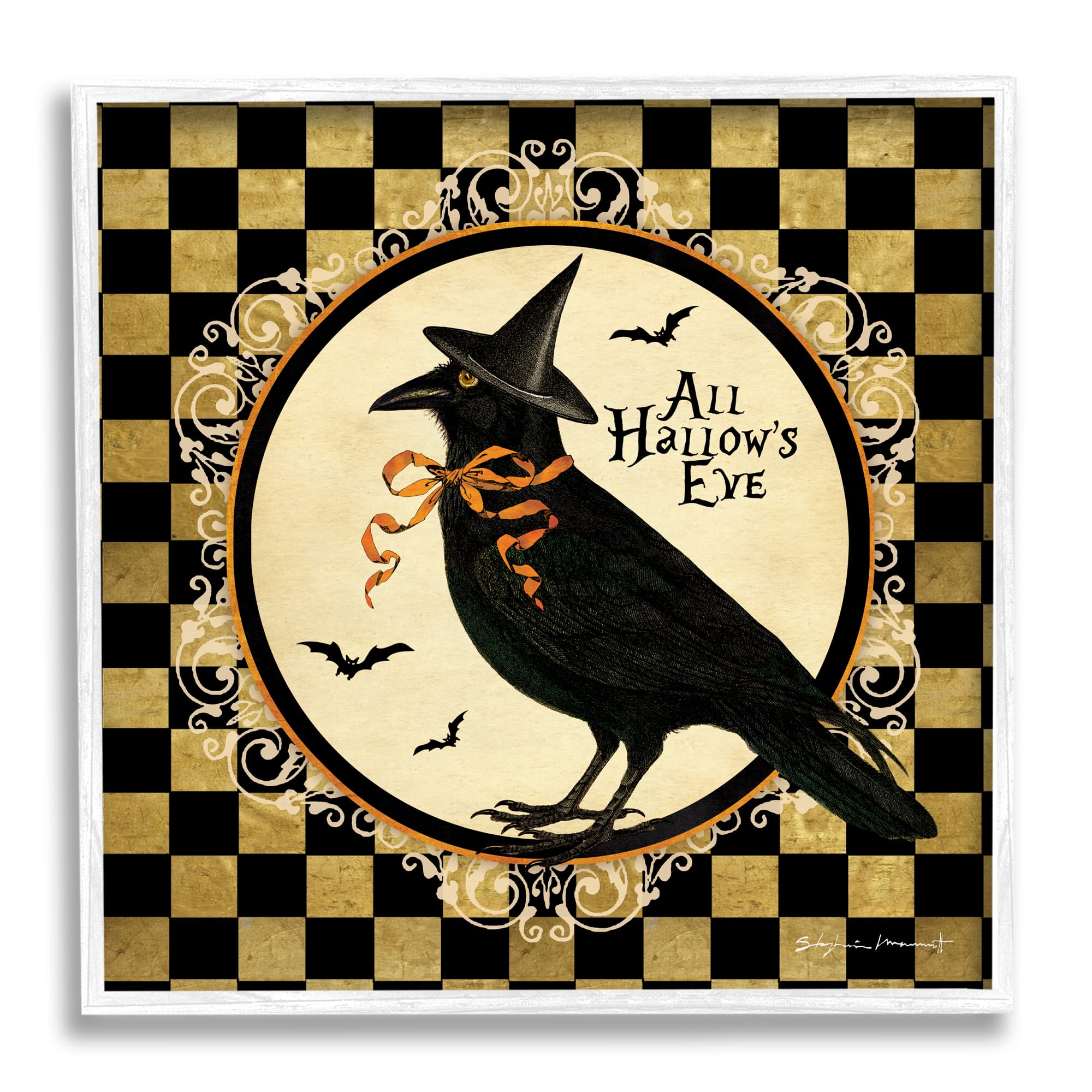 Stupell Industries All Hallow&#x27;s Eve Halloween Crow Framed Giclee Art