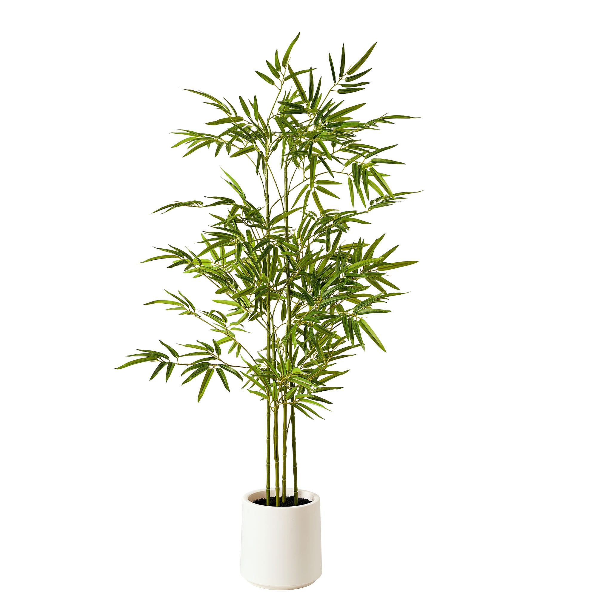 American Art Decor 5ft. Realistic Artificial Bamboo Tree Faux Plant in White Pot
