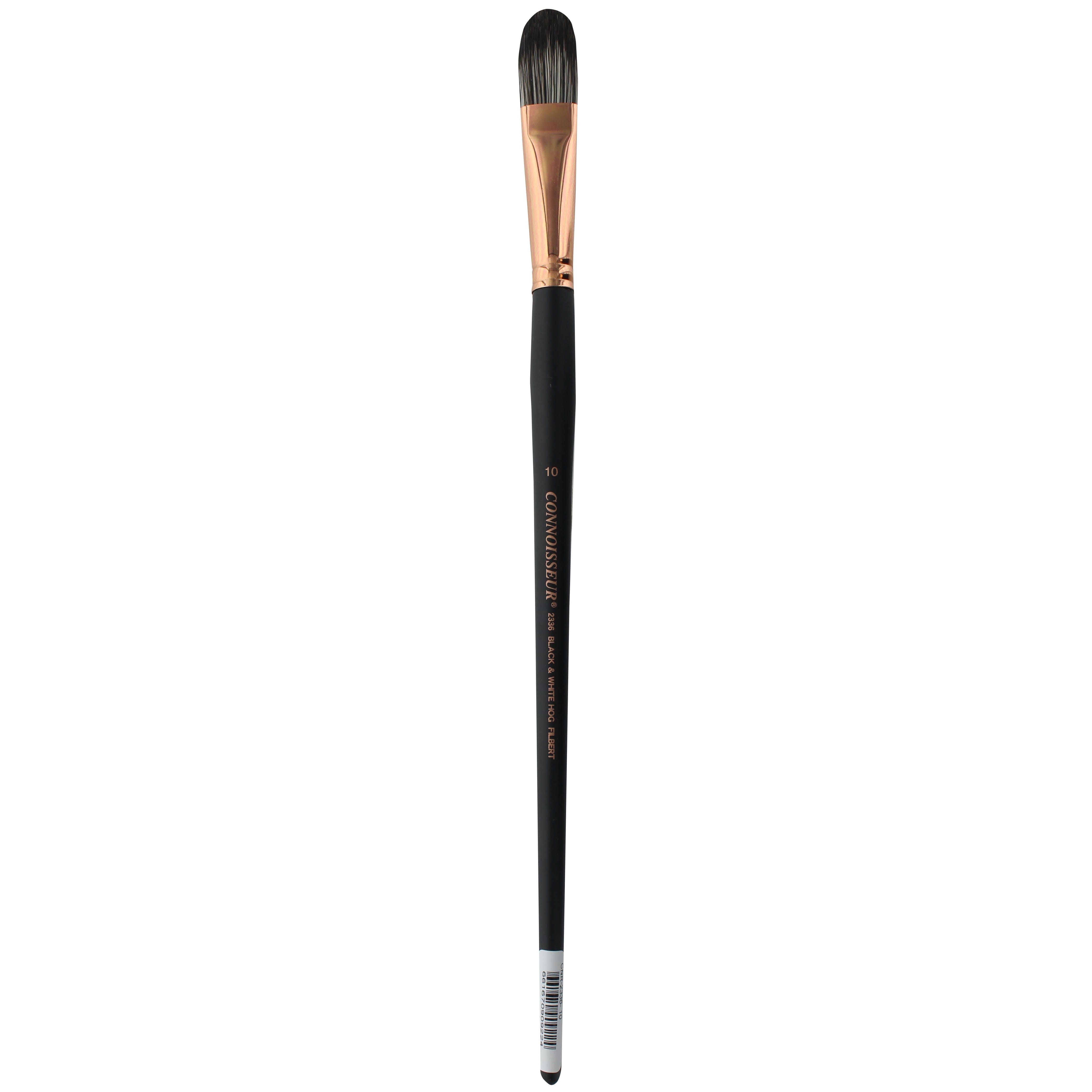 Connoisseur&#xAE; Black &#x26; White Hog Bristle Long Handle Filbert Brush