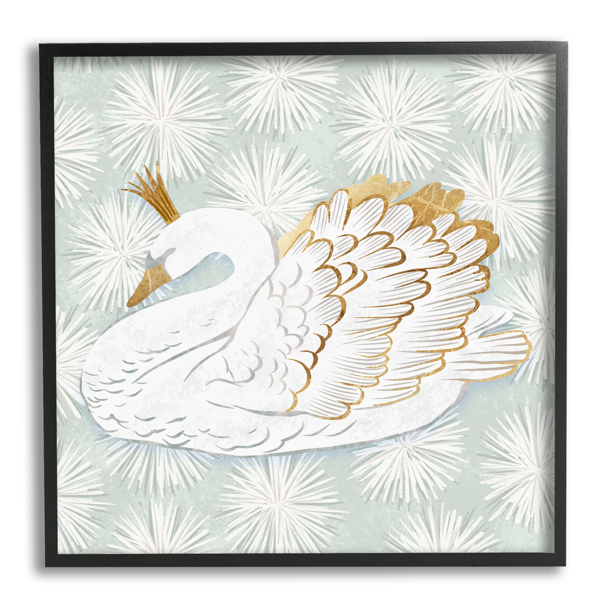 Stupell Industries Winter Holiday Swan Pattern Framed Giclee Art