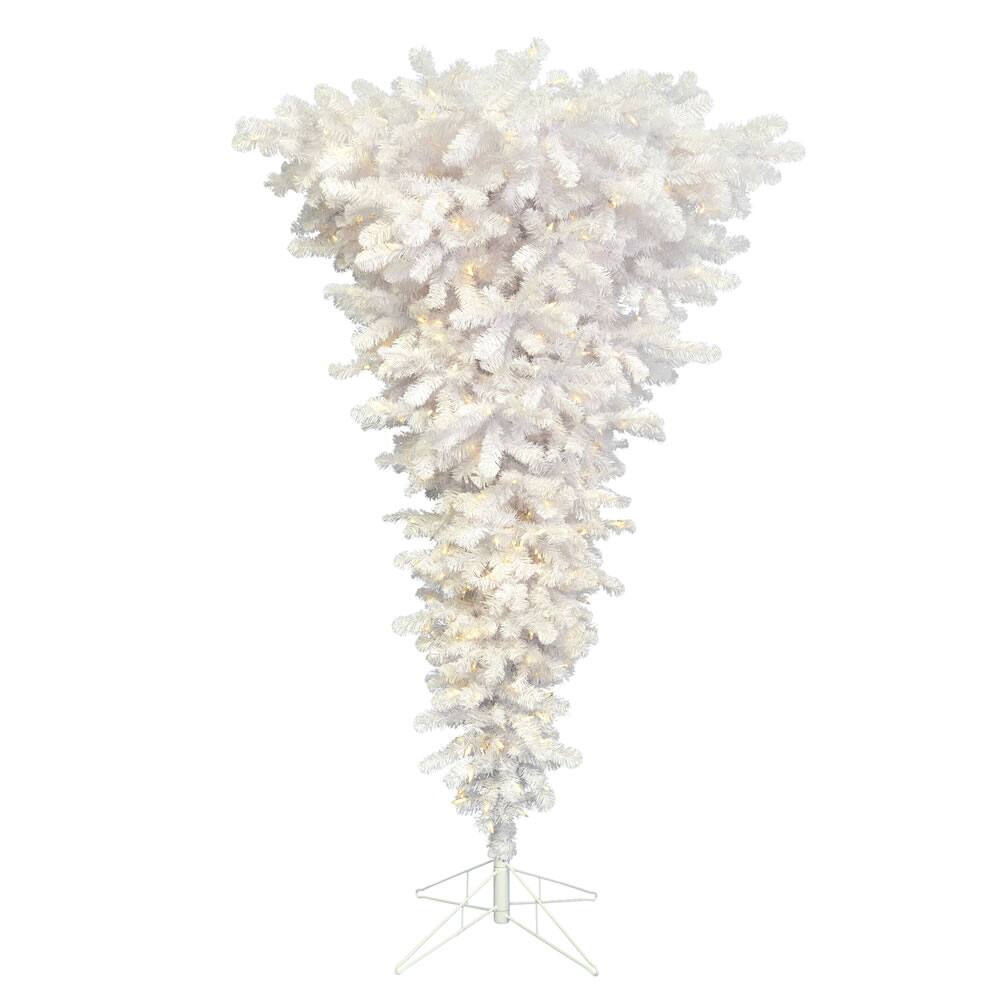 5.5ft. Pre-Lit White Upside Down Artificial Christmas Tree, White LED Lights