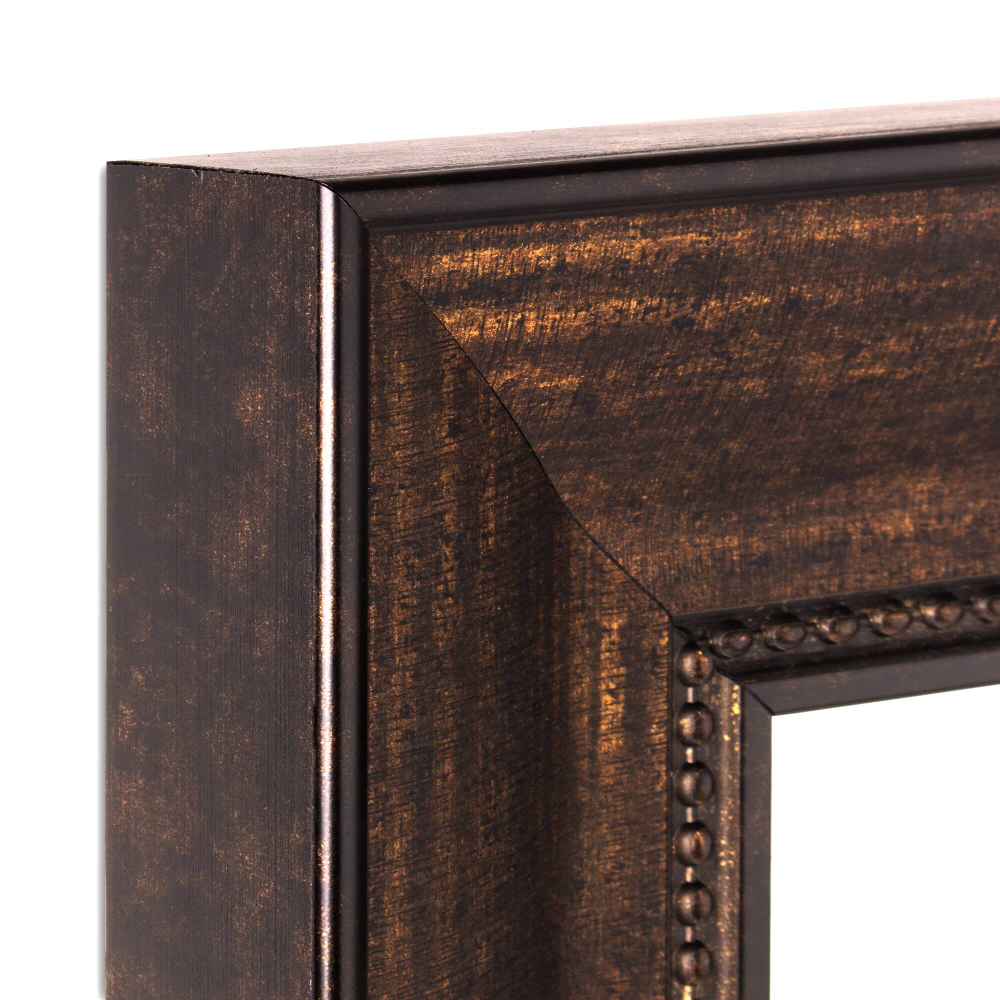 Head West® 34.5" Deep Bronze Beaded Rectangular Framed Beveled Accent Wall Mirror