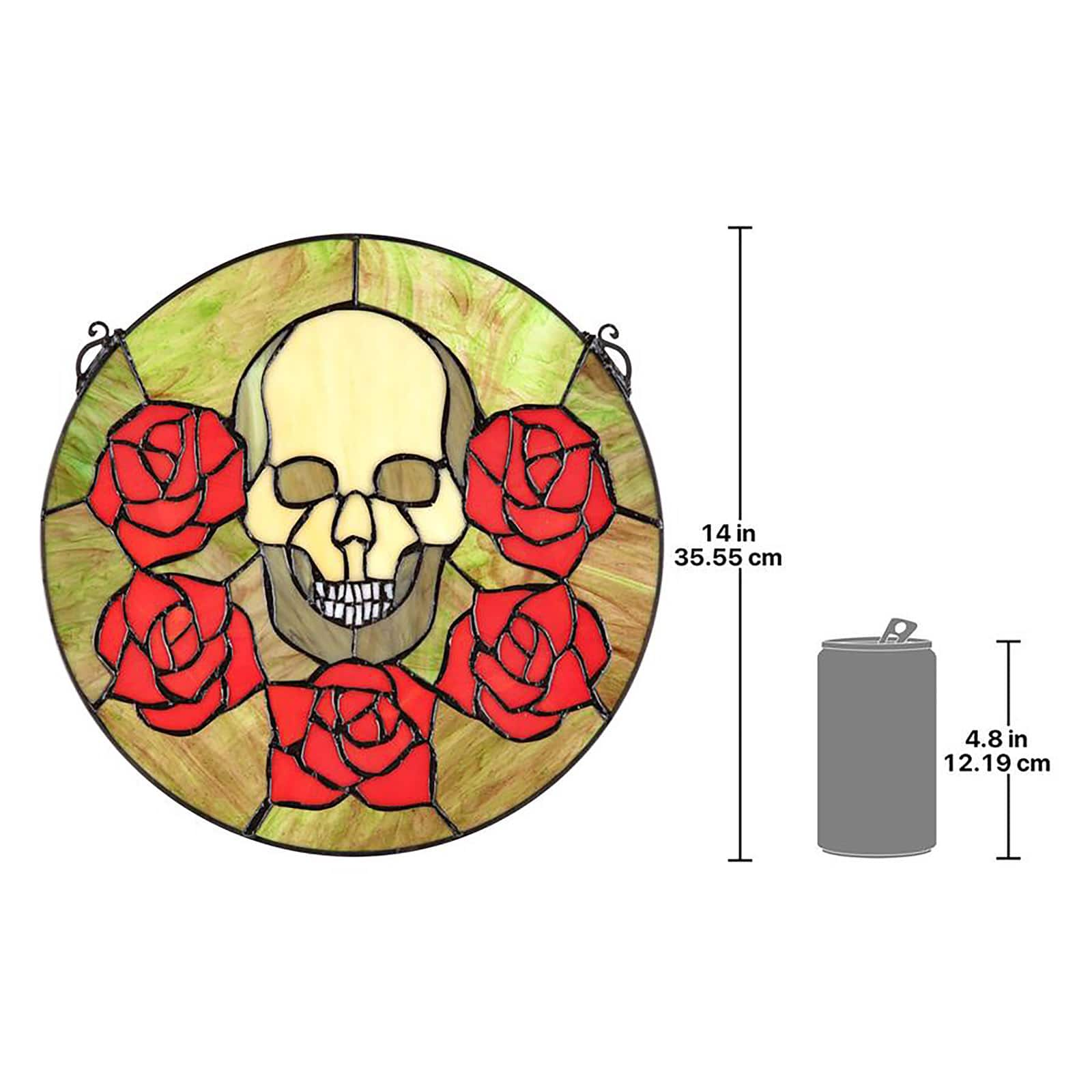 Design Toscano Beauty &#x26; Decay Gothic Skull Stained Glass Window