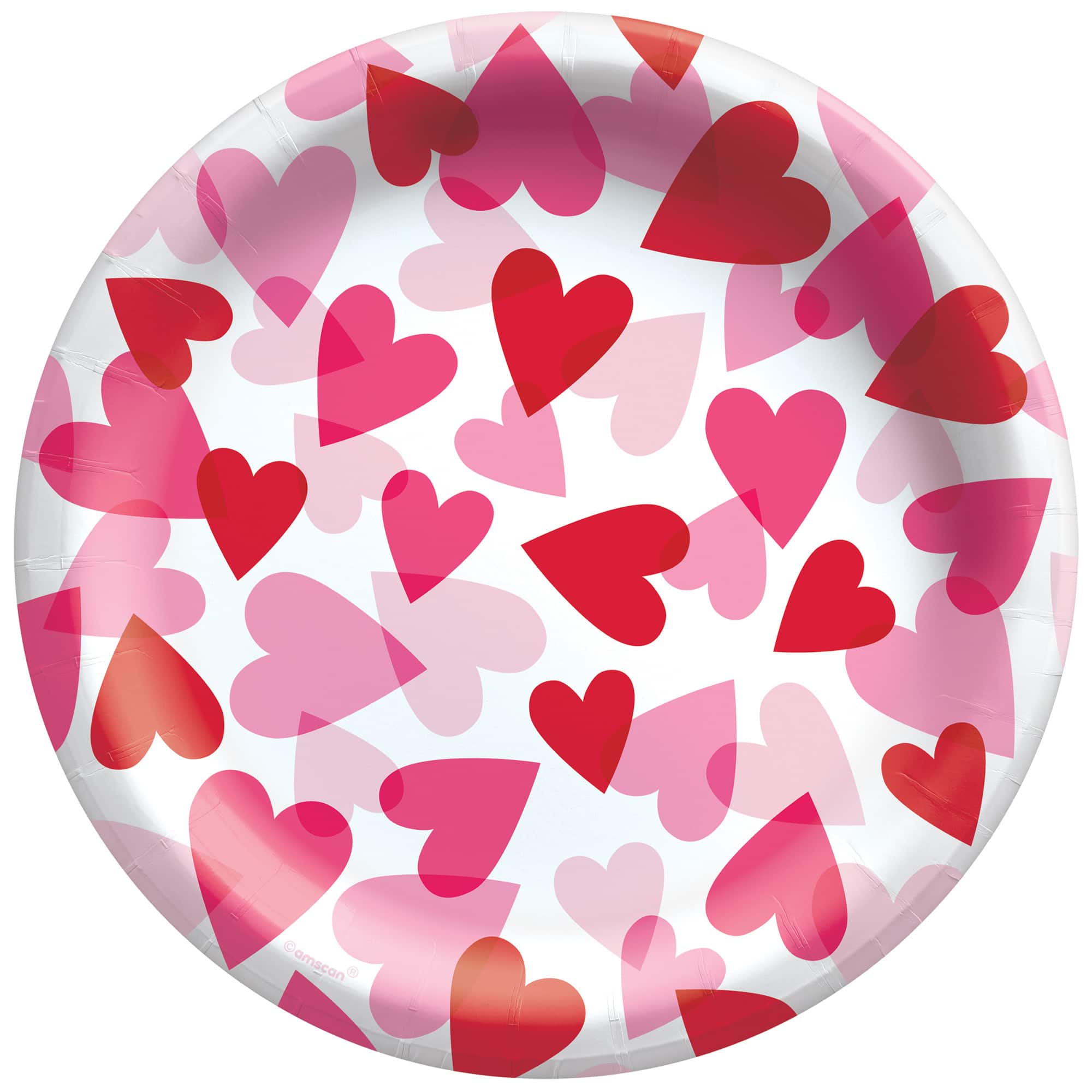 8.5&#x22; Heart Party Round Paper Lunch Plates, 40ct.
