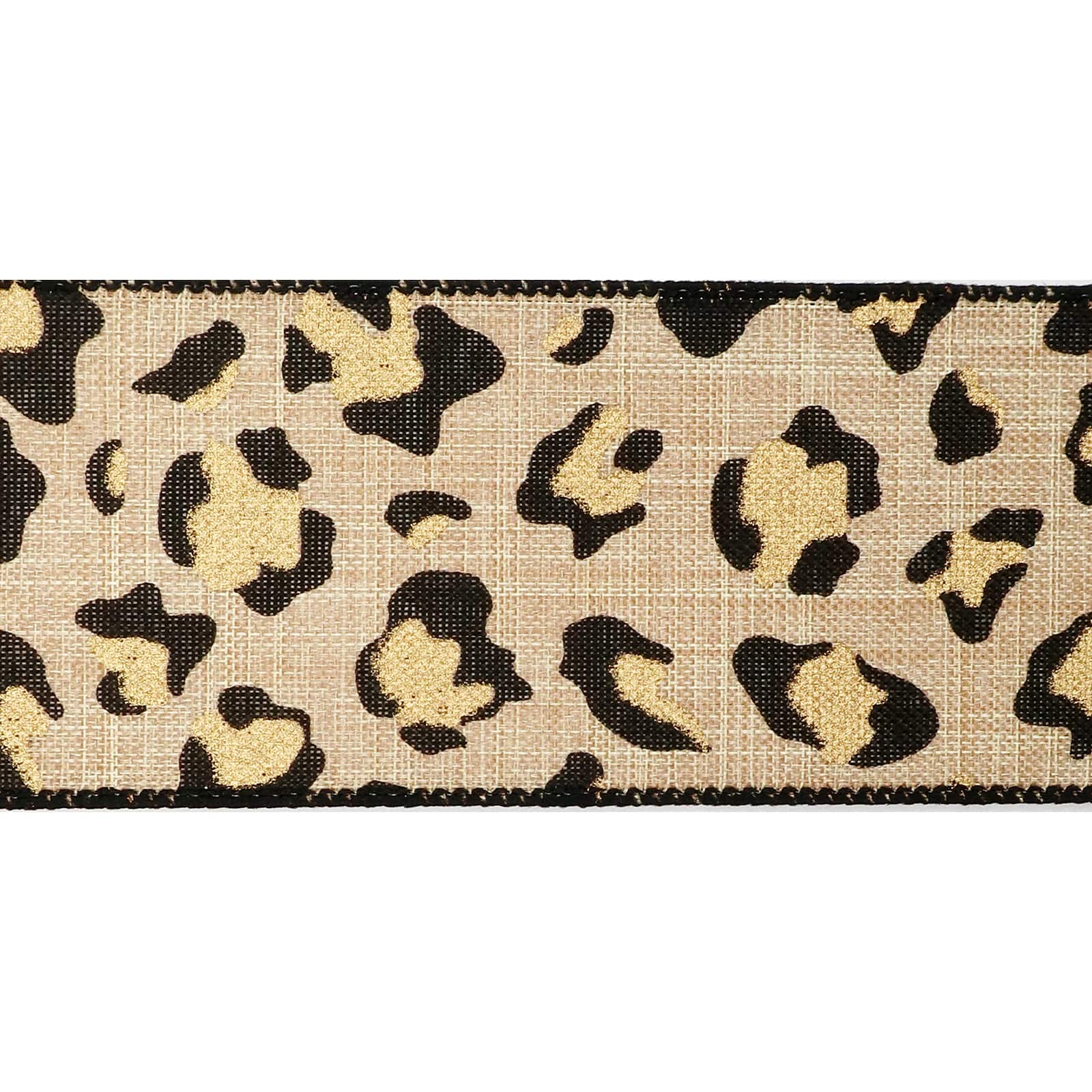 2.5&#x22; x 25ft. Faux Linen Wired Leopard Ribbon by Celebrate It&#x2122;