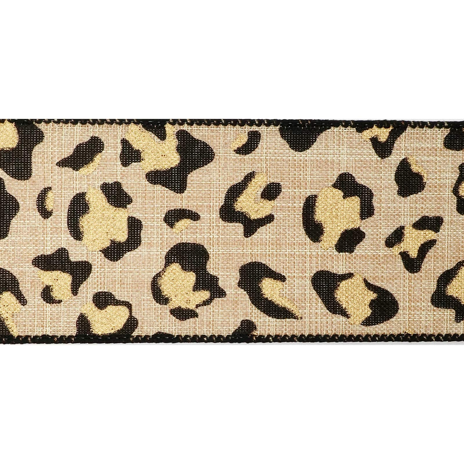 2.5&#x22; Faux Linen Wired Leopard Ribbon by Celebrate It&#x2122;