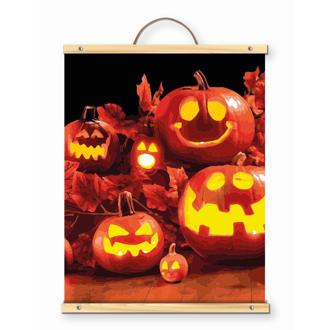 16&#x22; x 20&#x22; Jack-O&#x27;-Lanterns Paint-by-Number Kit with Wood Display Hanger by Artist&#x27;s Loft&#xAE;