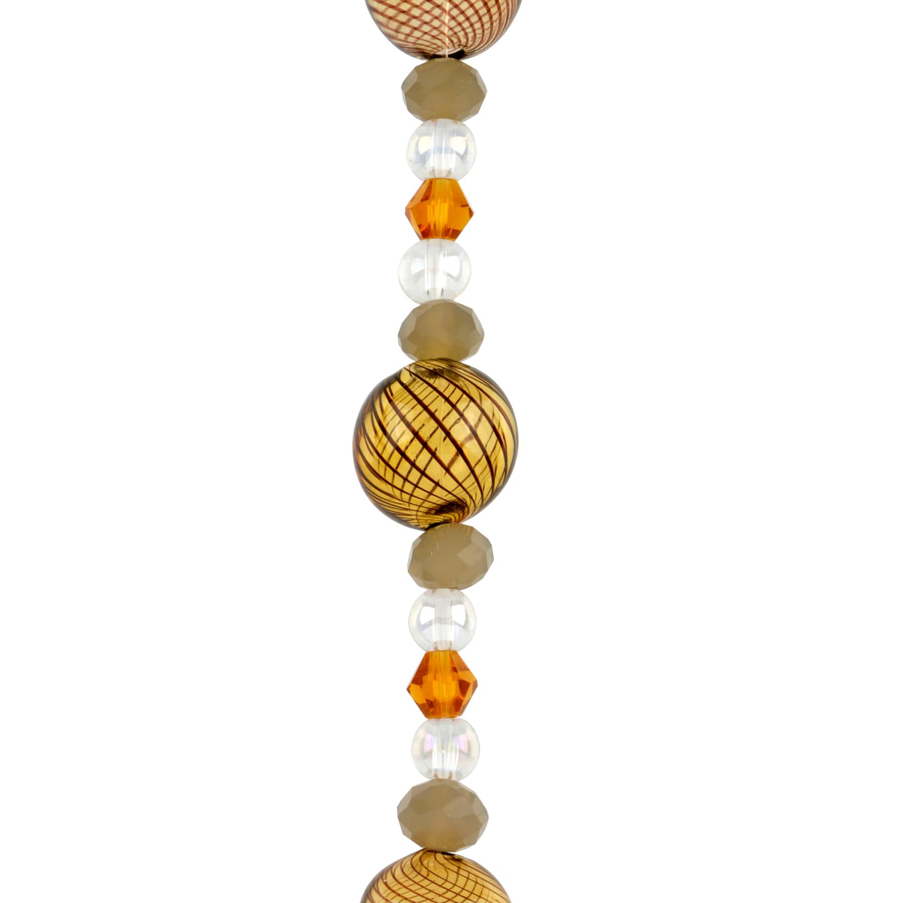 12 Pack: Brown Lampwork Glass Stripe Round Beads by Bead Landing™