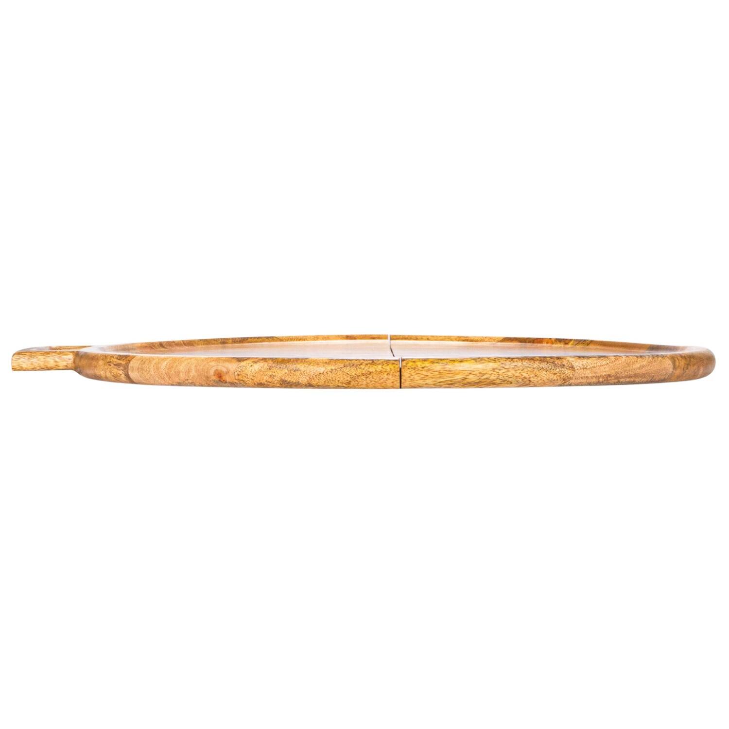 Hello Honey&#xAE; 26&#x22; Natural &#x26; Gold Round Mango Wood Folding Cheese &#x26; Serving Board