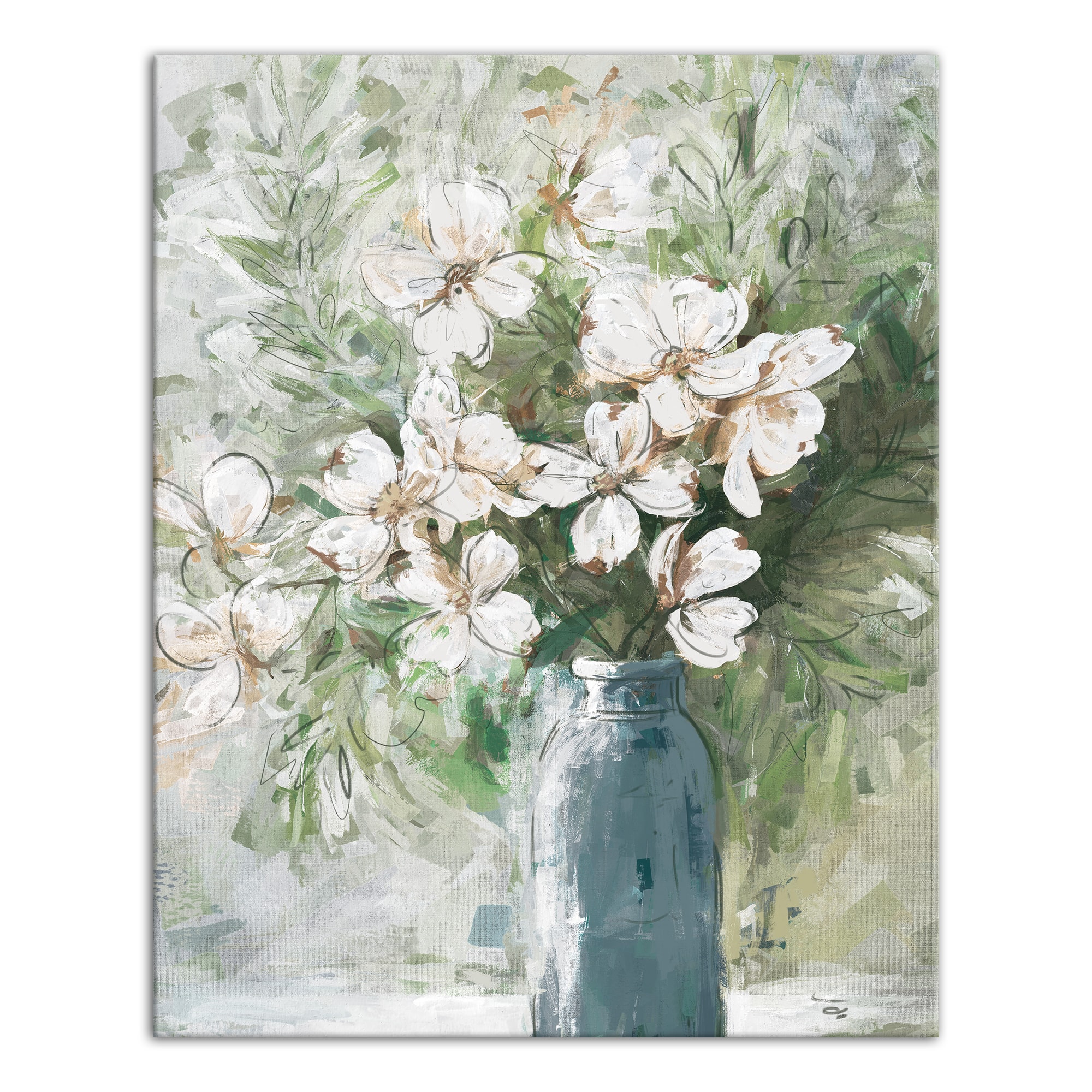 Dogwoods in Blue Vase Canvas Wall Art | Michaels