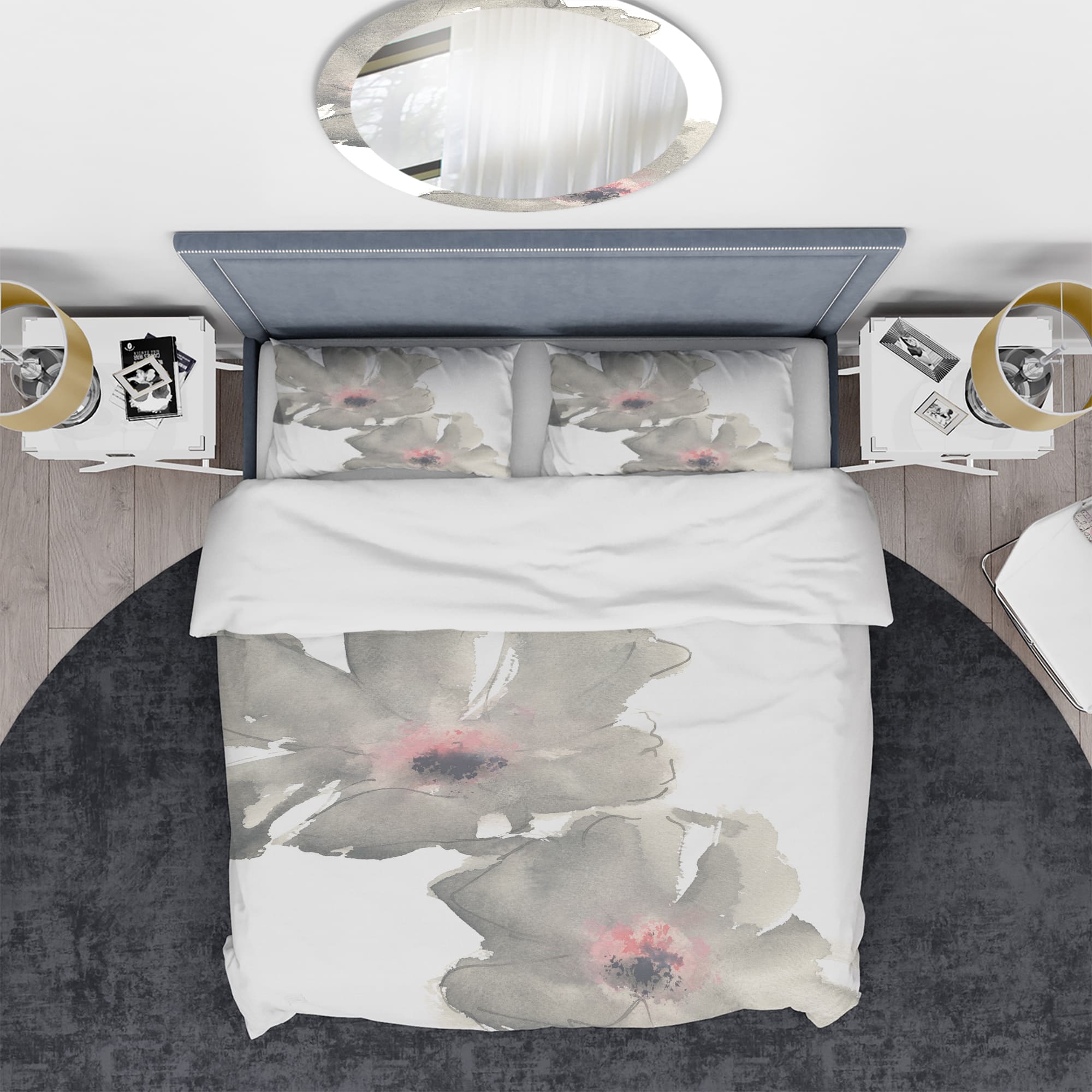 Designart &#x27;Shabby Gray Blush Cosmo II&#x27; Shabby Bedding Set - Duvet Cover &#x26; Shams