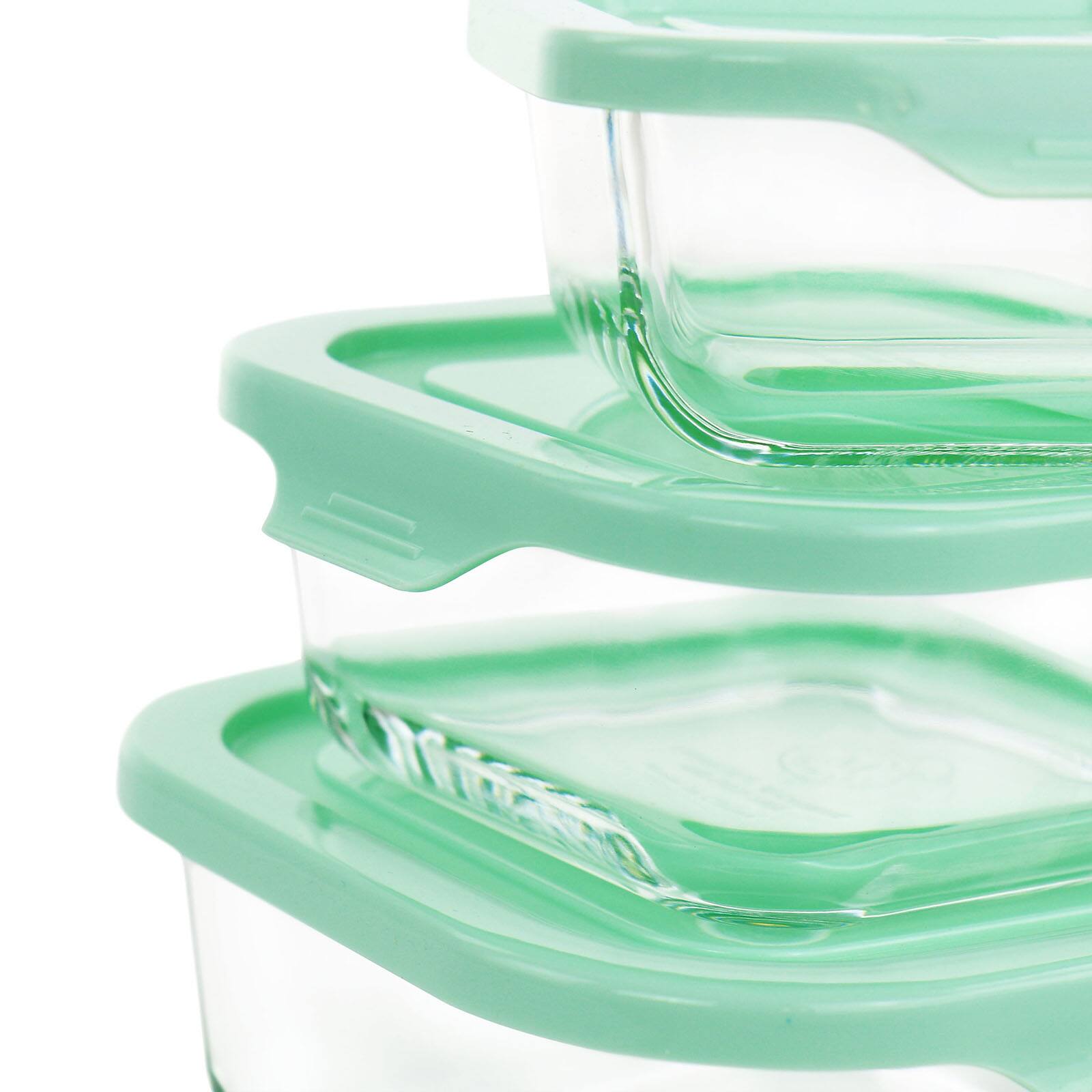 Martha Stewart Square Glass Storage Containers with Mint Lids