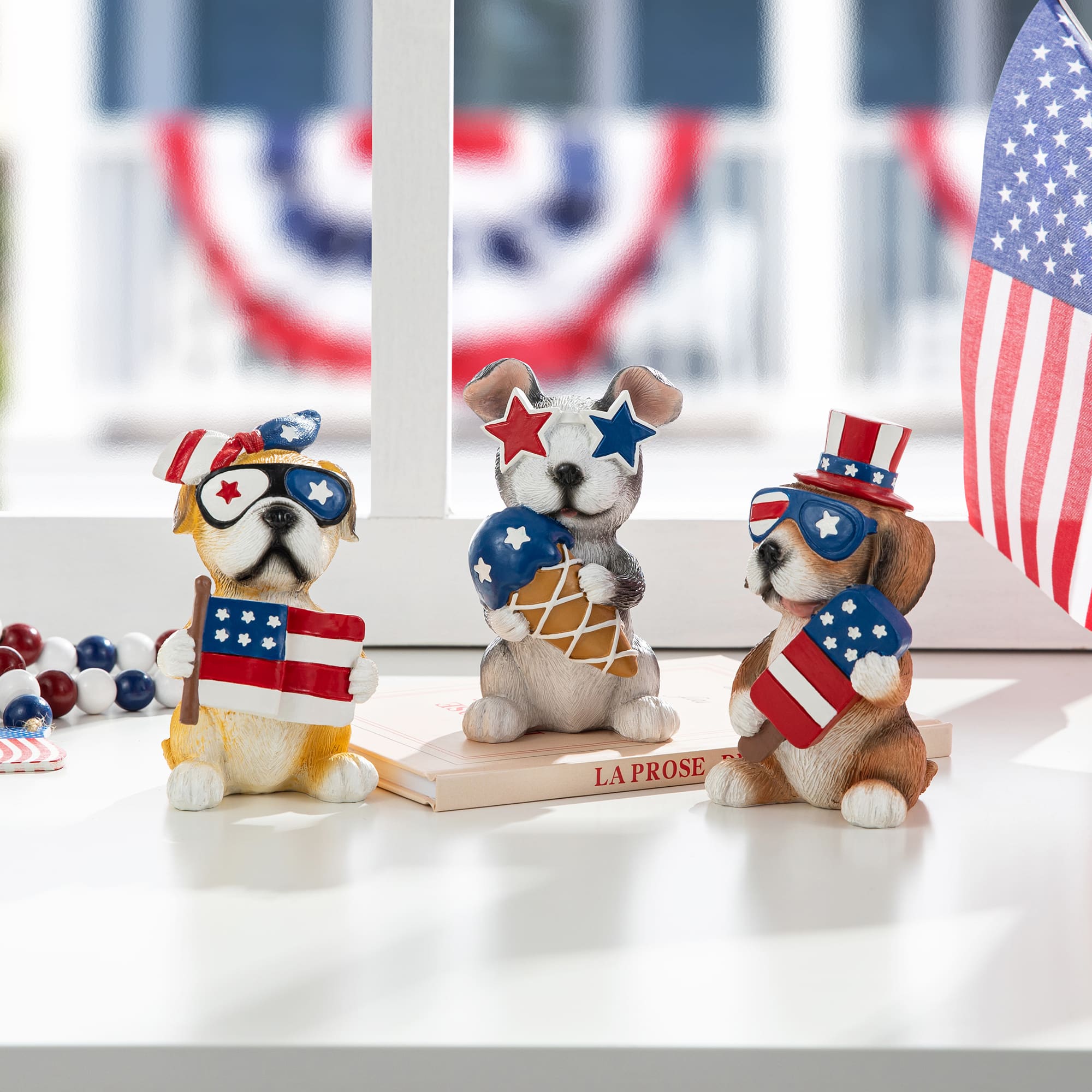 Glitzhome® Patriotic Americana Dog Table Décor Set