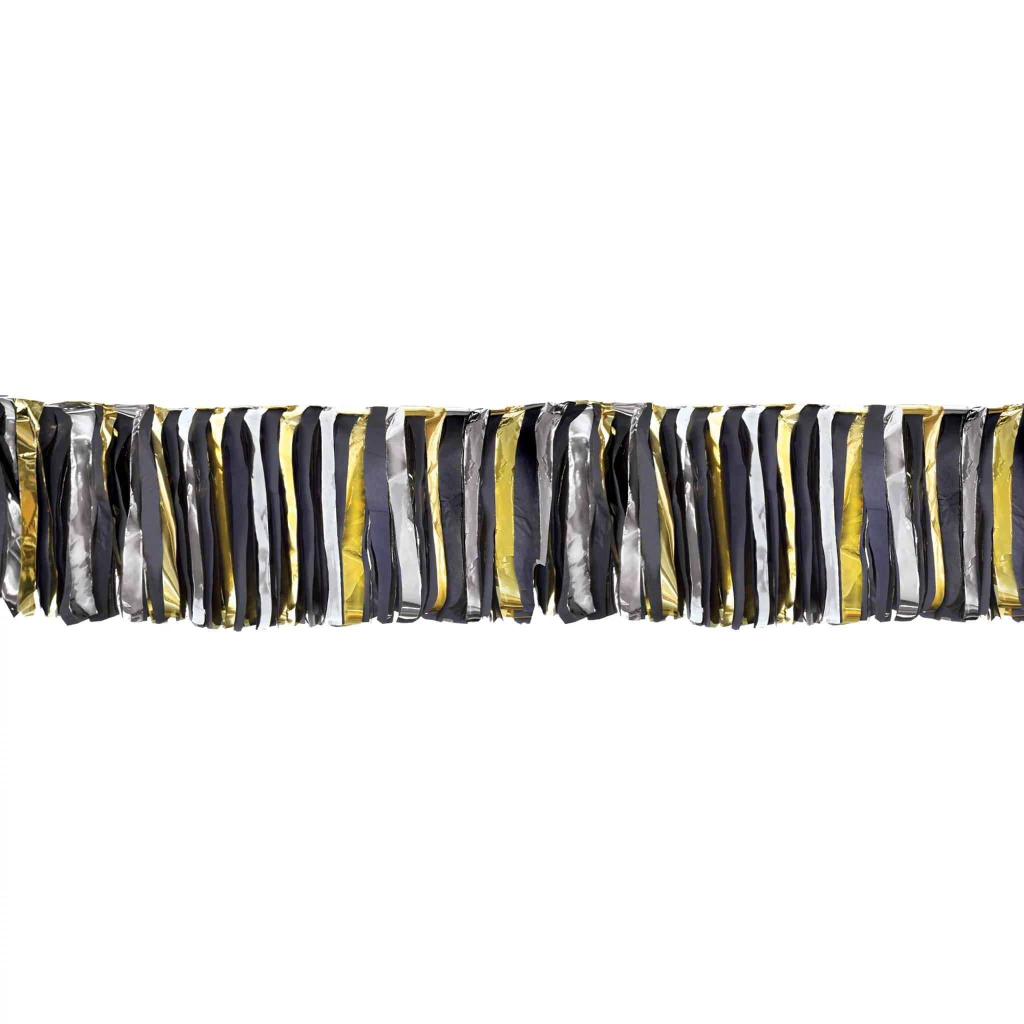 9ft. Black, Gold &#x26; Silver New Year&#x27;s Oversized Fringe Garland