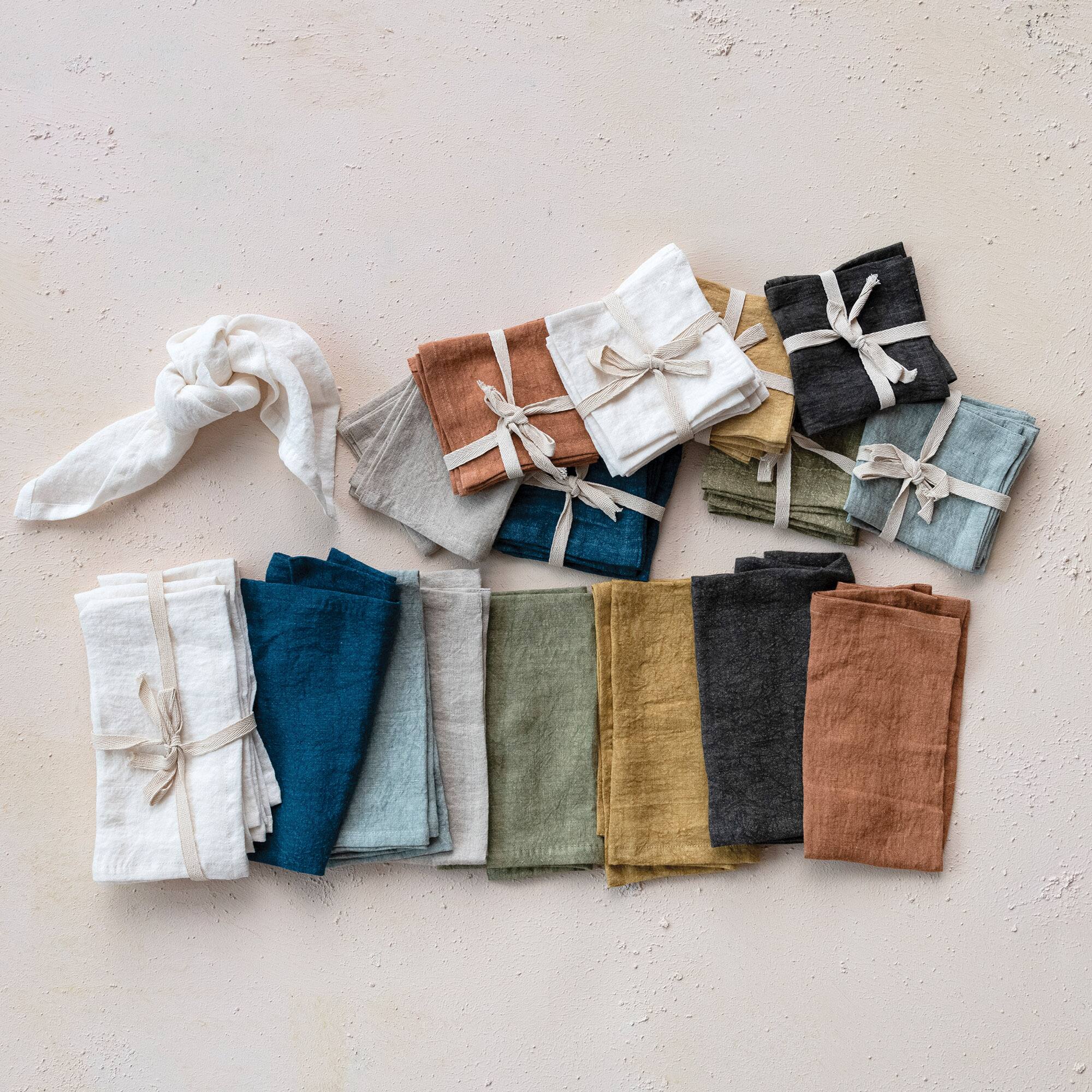 Hello Honey&#xAE; 18&#x22; Square Stonewashed Linen Dinner Napkins, 4ct.