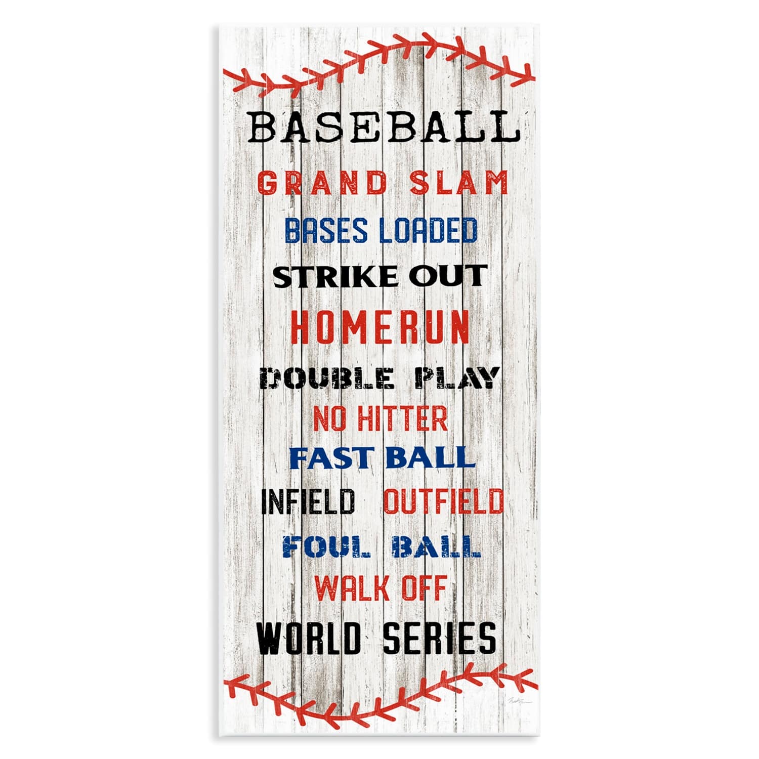 Stupell Industries Baseball Listed Phrases Sign Homerun Sports Strike Out Wall Plaque Art
