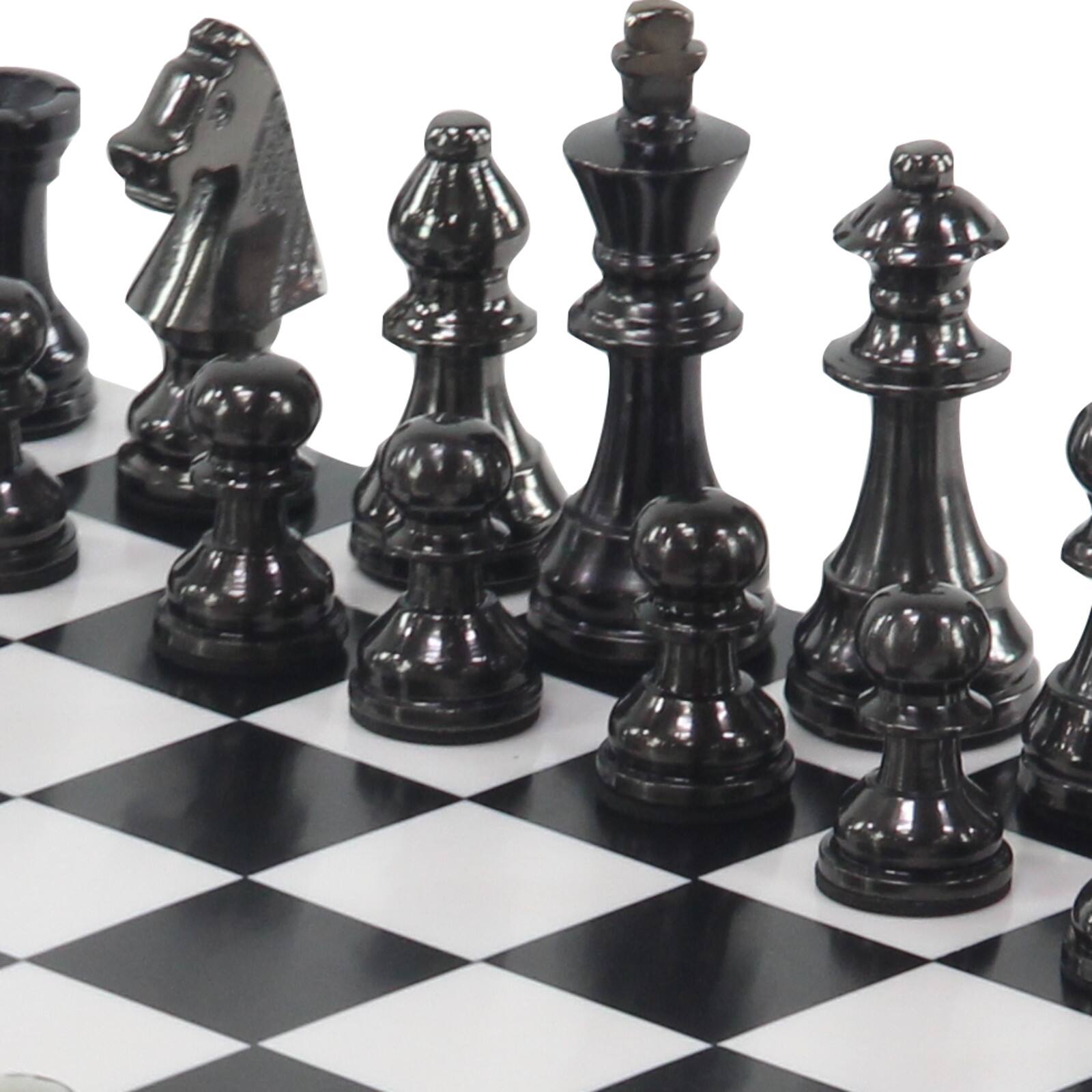 12&#x22; Mango Wood &#x26; Aluminum Traditional Chess Game Set