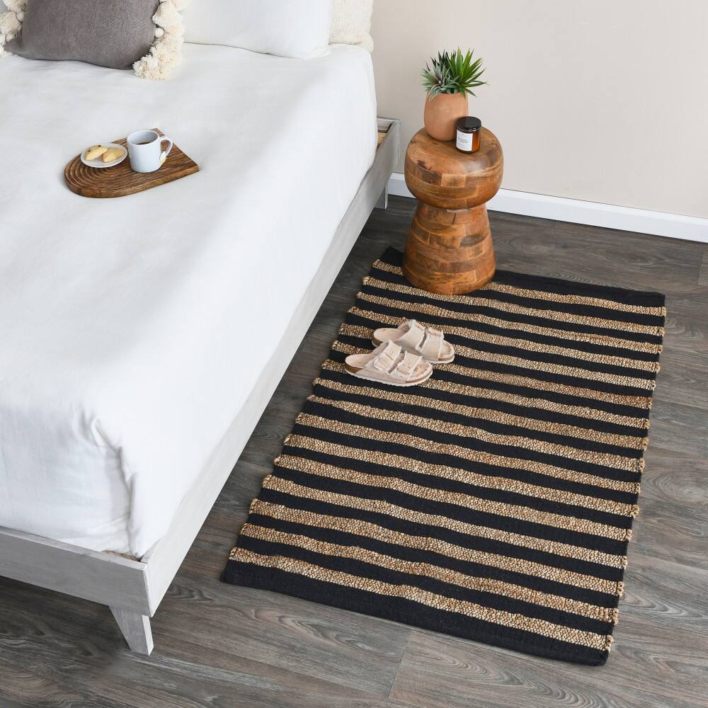 Hello Honey® Black and Natural Jute Cotton Area Rug