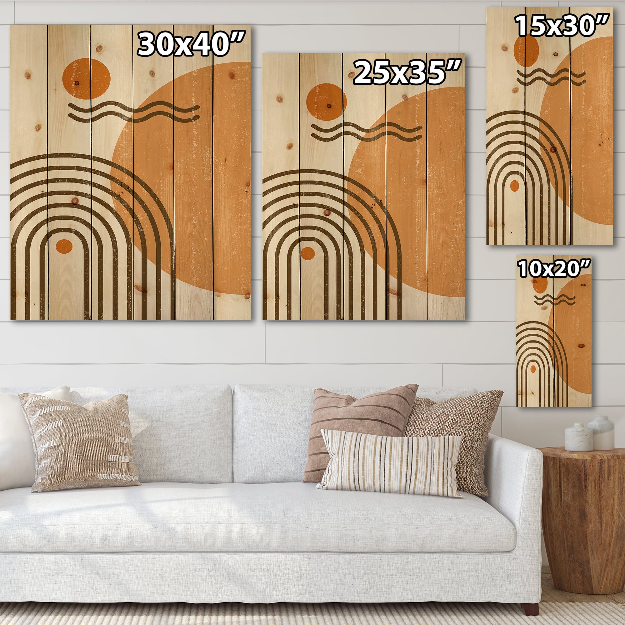 Designart - Abstract Rainbow Sun and Moon In Earth Tones II