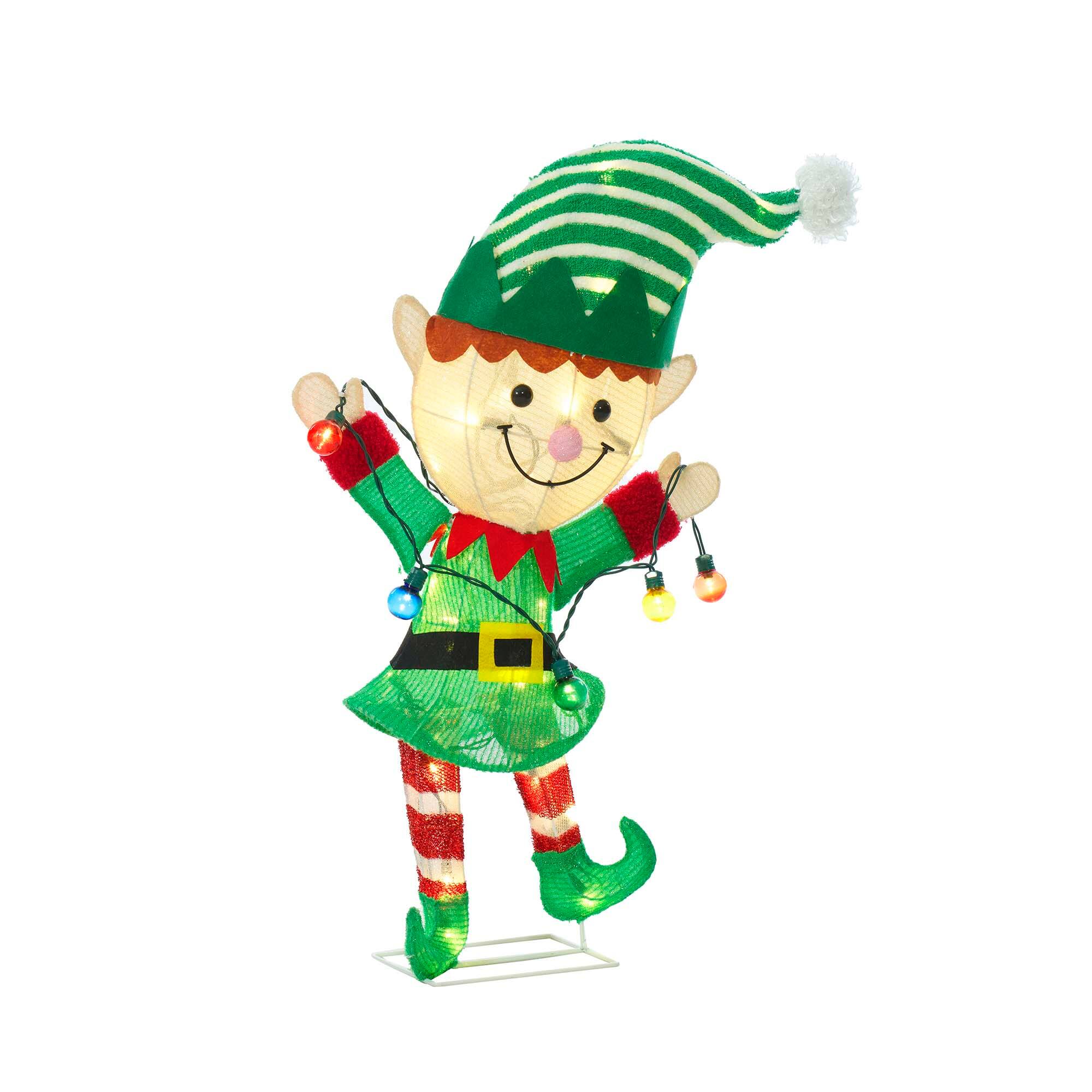28" Tinself Elf with String Lights Figurine