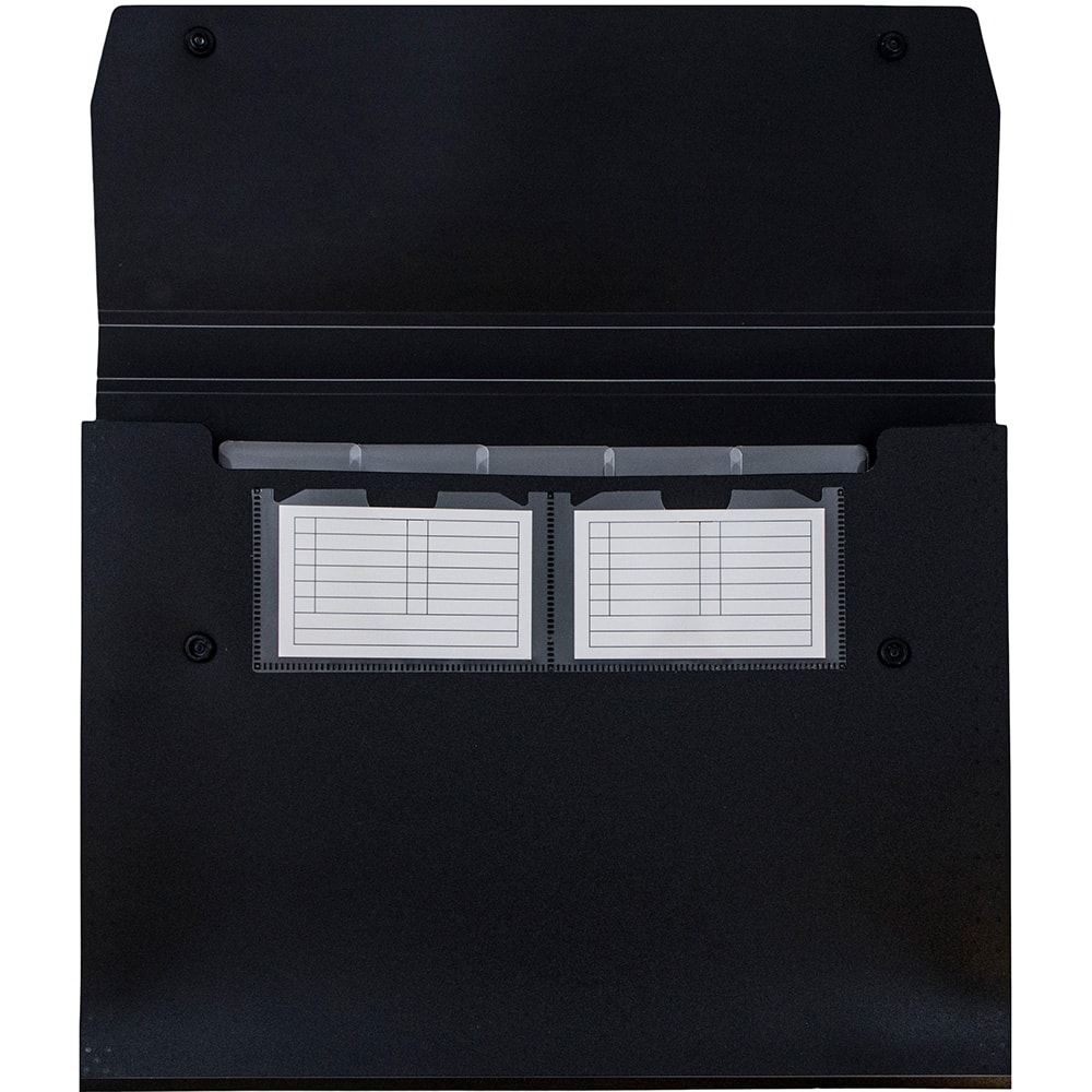 JAM Paper 9&#x22; x 13&#x22; Black Plastic Snap Closure Accordion Folder