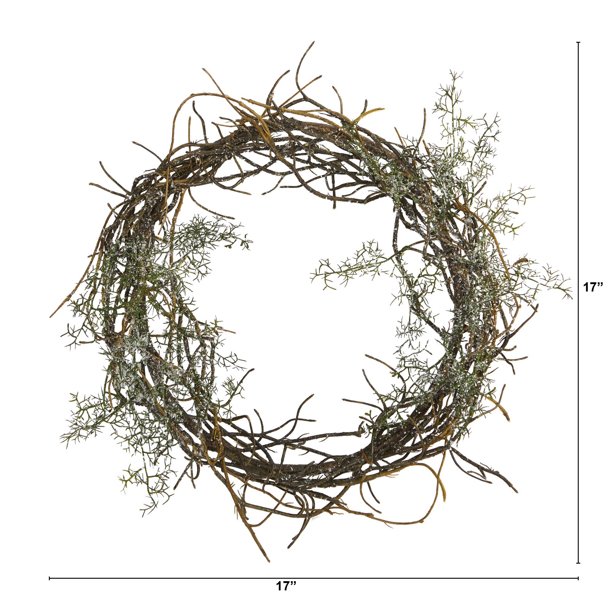 17&#x22; Frosted Twig Wreath