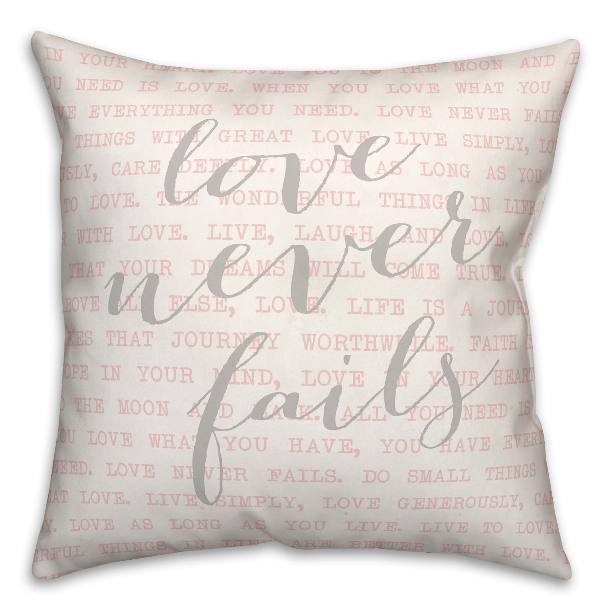 Love Never Fails Throw Pillow