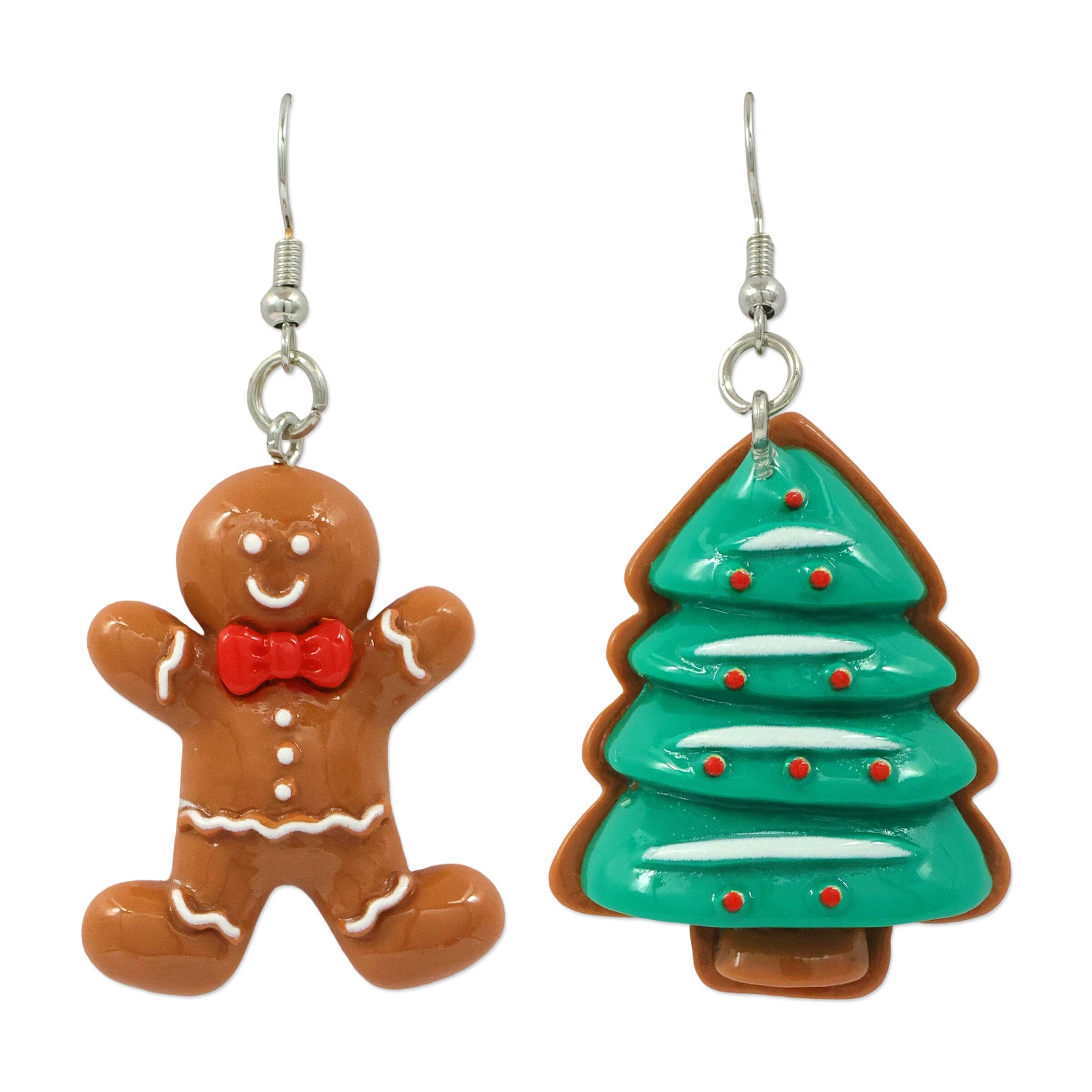 4 Paires De Boucles D'oreilles Clip De Noël - Sapin, Bonhomme De Neige, Renne, Pain D'épice, Sans Perçage