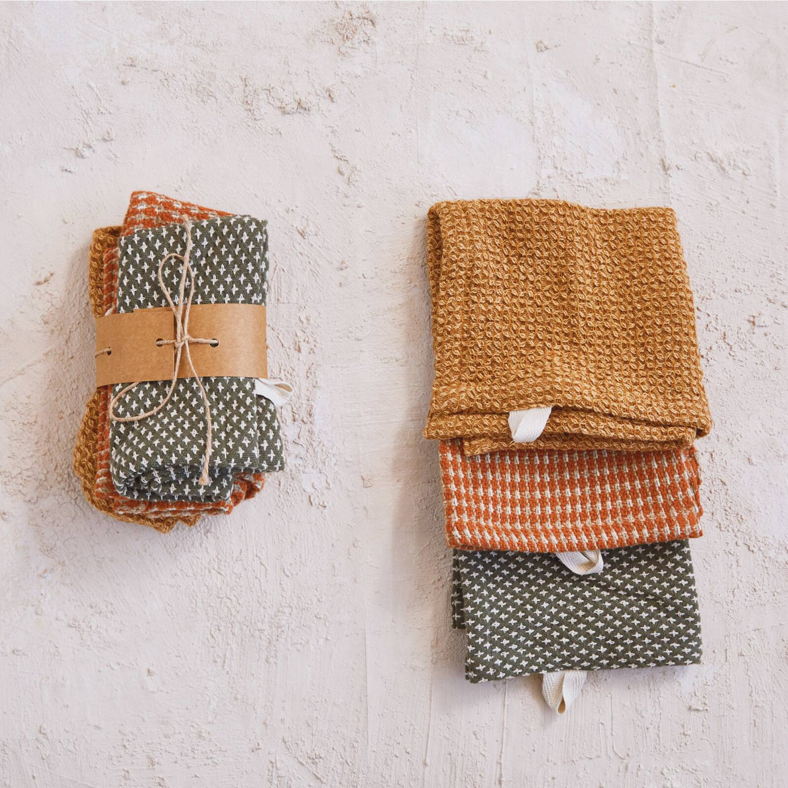 Hello Honey® 10.5" Mixed Fall Hues Cotton Dobby Dishcloths, 3ct.