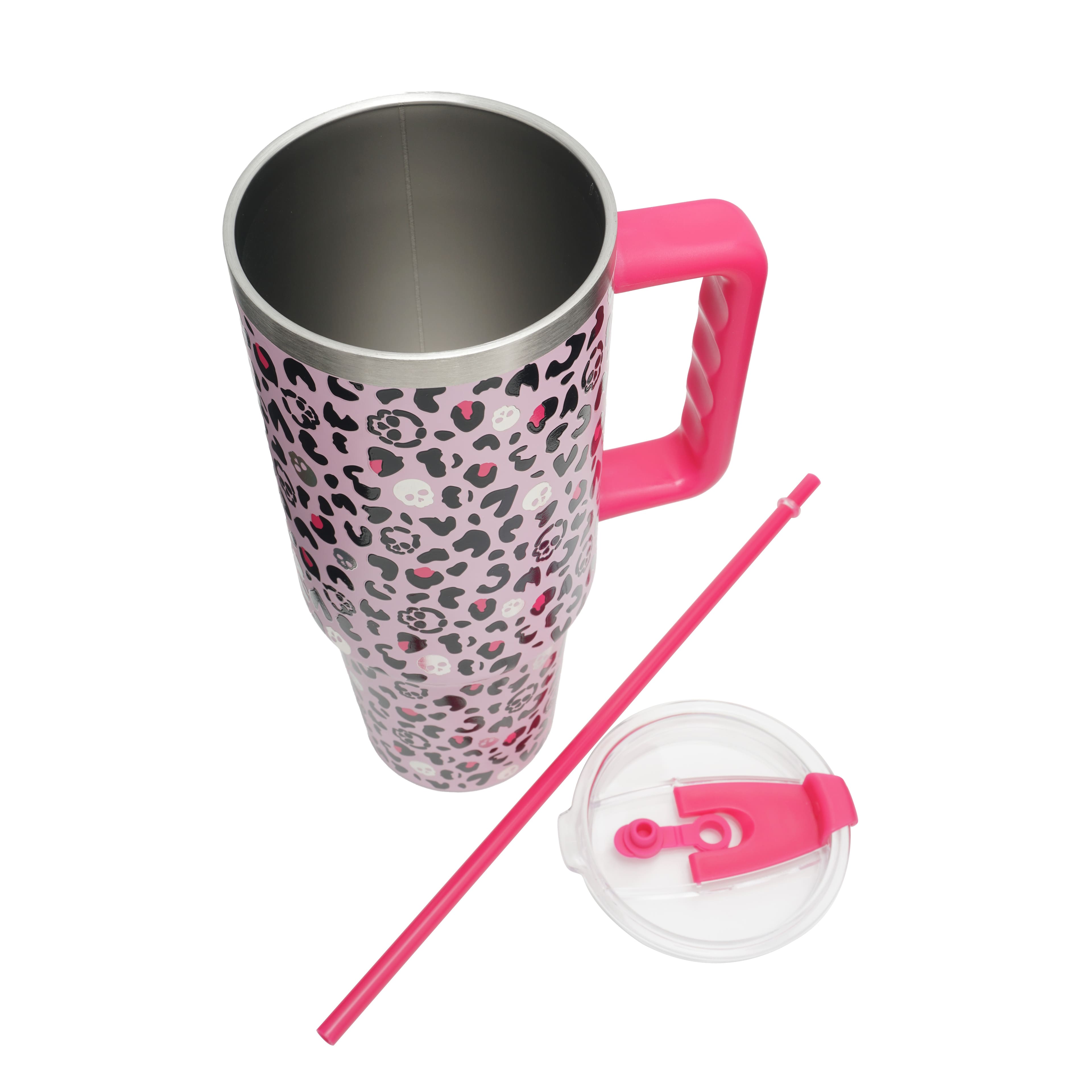 40oz. Pink Skull Leopard Stainless Steel Insulated Tumbler by Ashland®