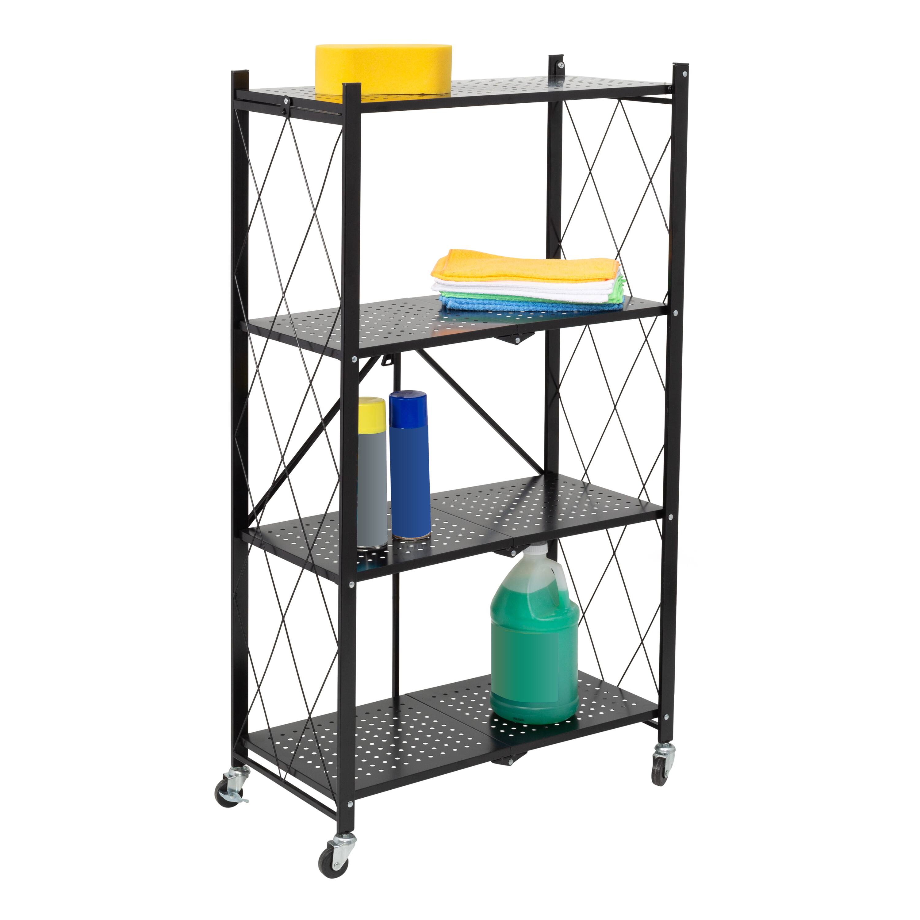 Honey Can Do Black Collapsible 4-Tier Metal Shelf
