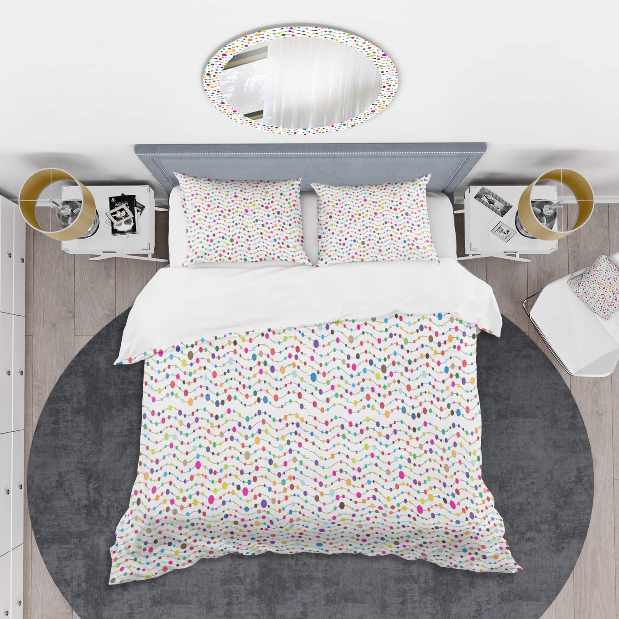 Designart &#x27;Color Waves of Polka Dots&#x27; Mid-Century Duvet Cover Set