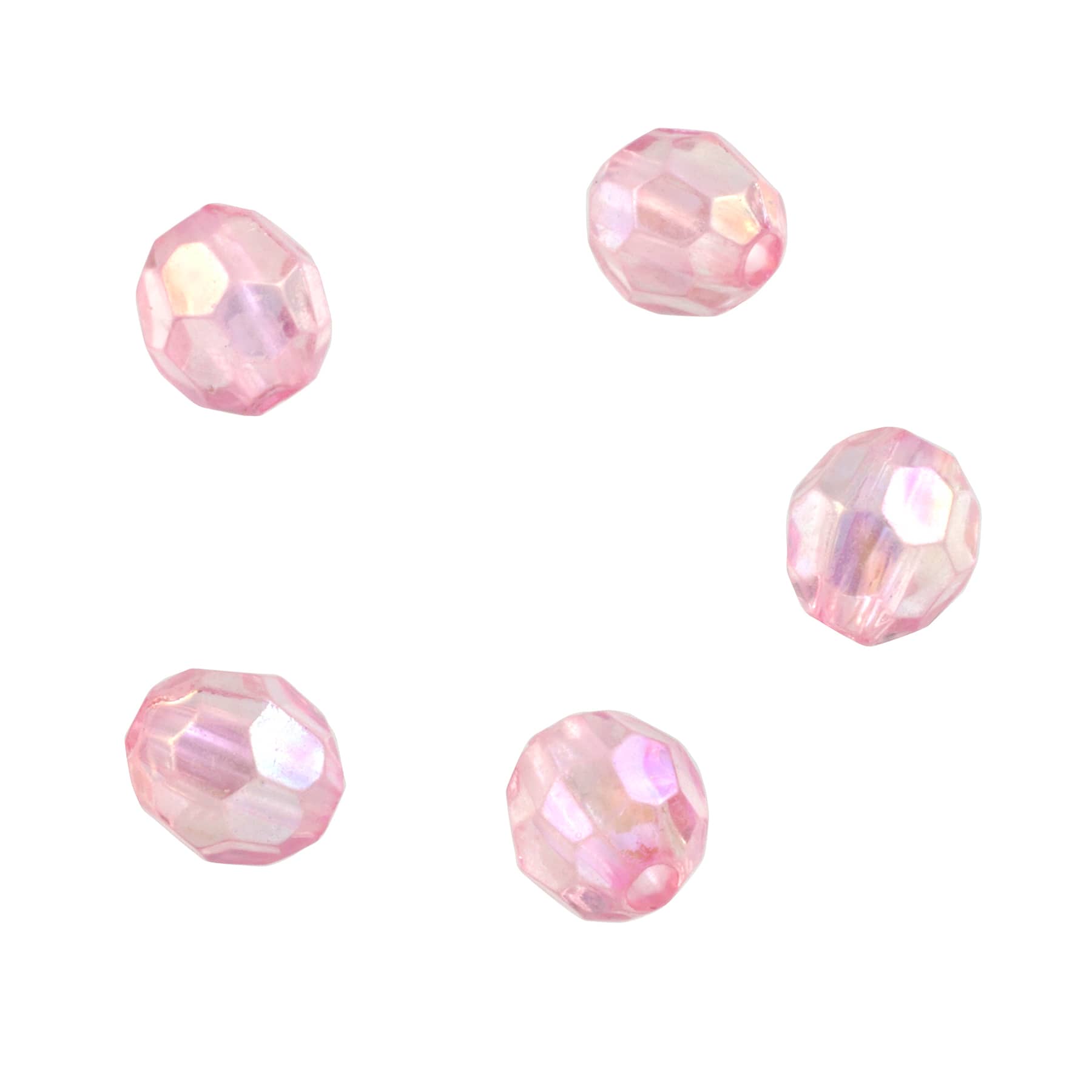 12 Pack: Pink Aurora Borealis Faceted Acrylic Round Craft Beads, 6mm by Bead Landing™